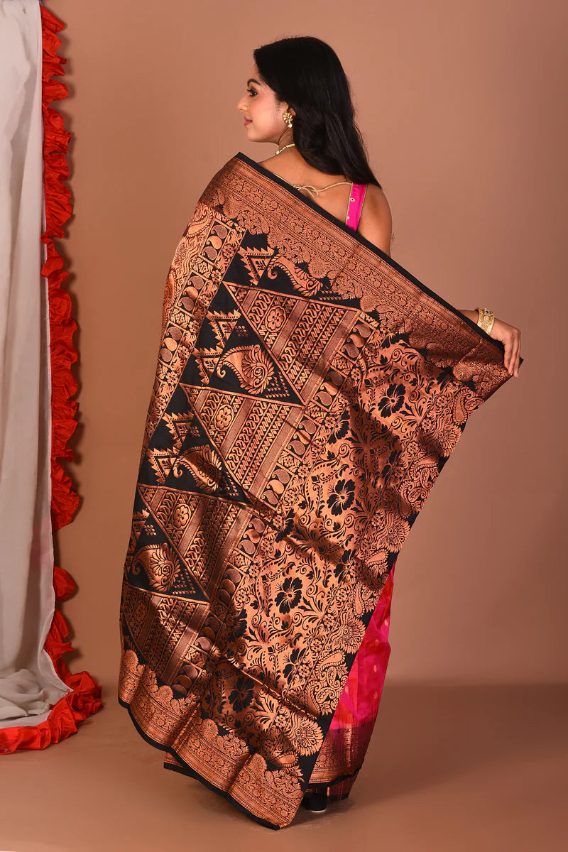 Dual Tone Pink Pure Kanjivaram Silk Saree - Keya Seth Exclusive