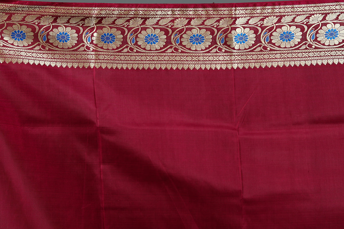 Wine Baluchari Saree