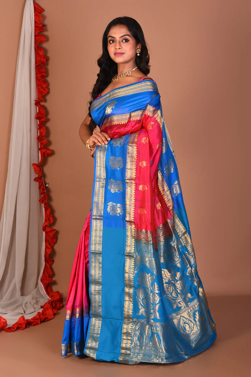 Pink Pure Kanjivaram Silk Saree - Keya Seth Exclusive