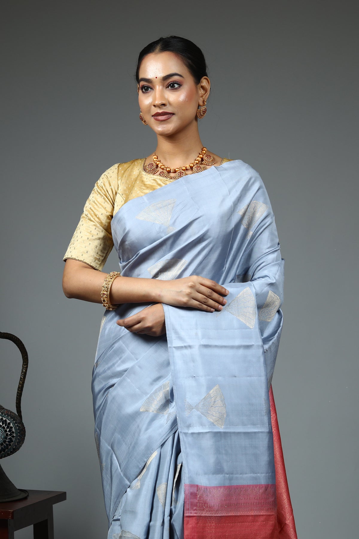 Grey Kanjivaram Silk Saree