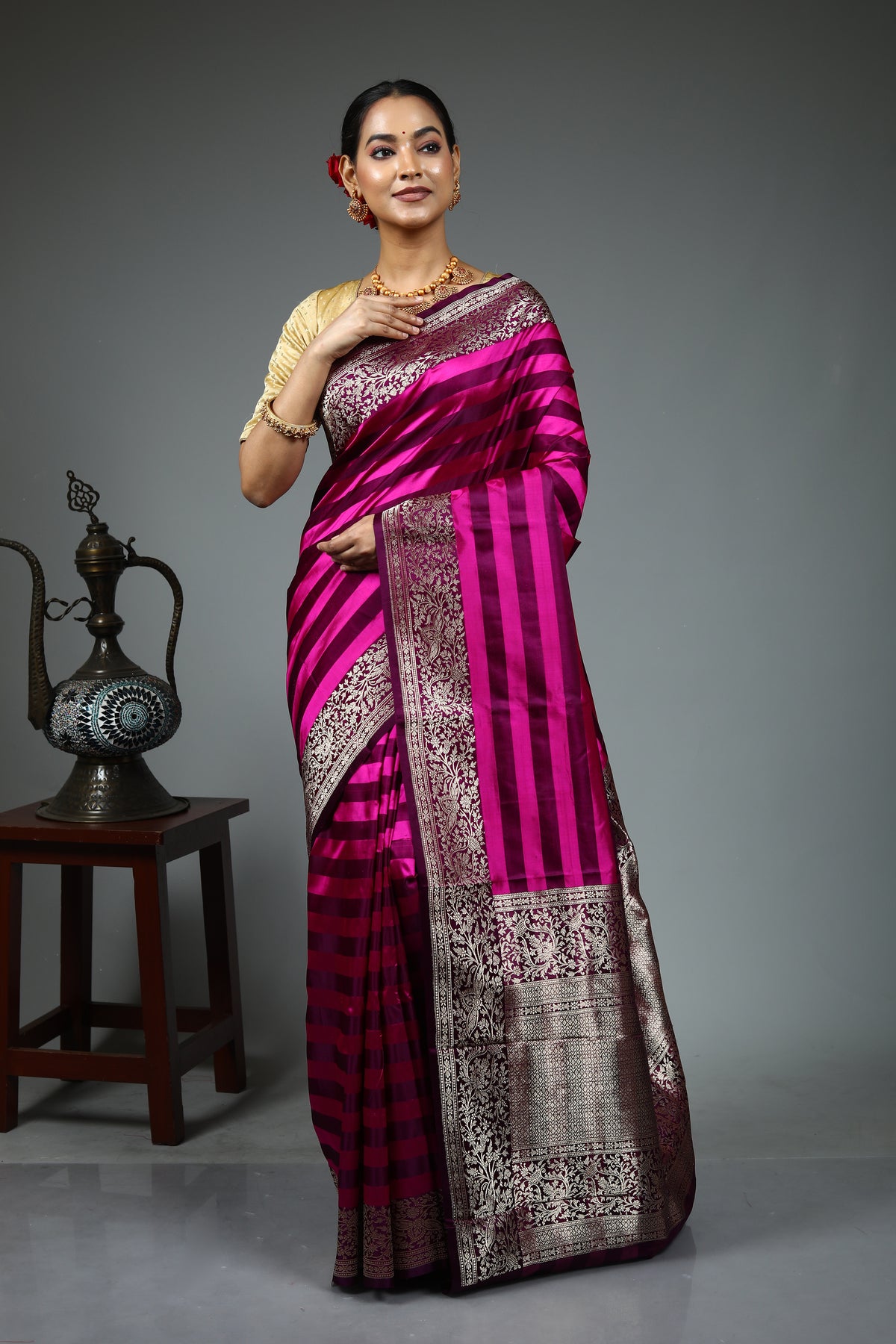 Purple Pure Katan Silk Saree