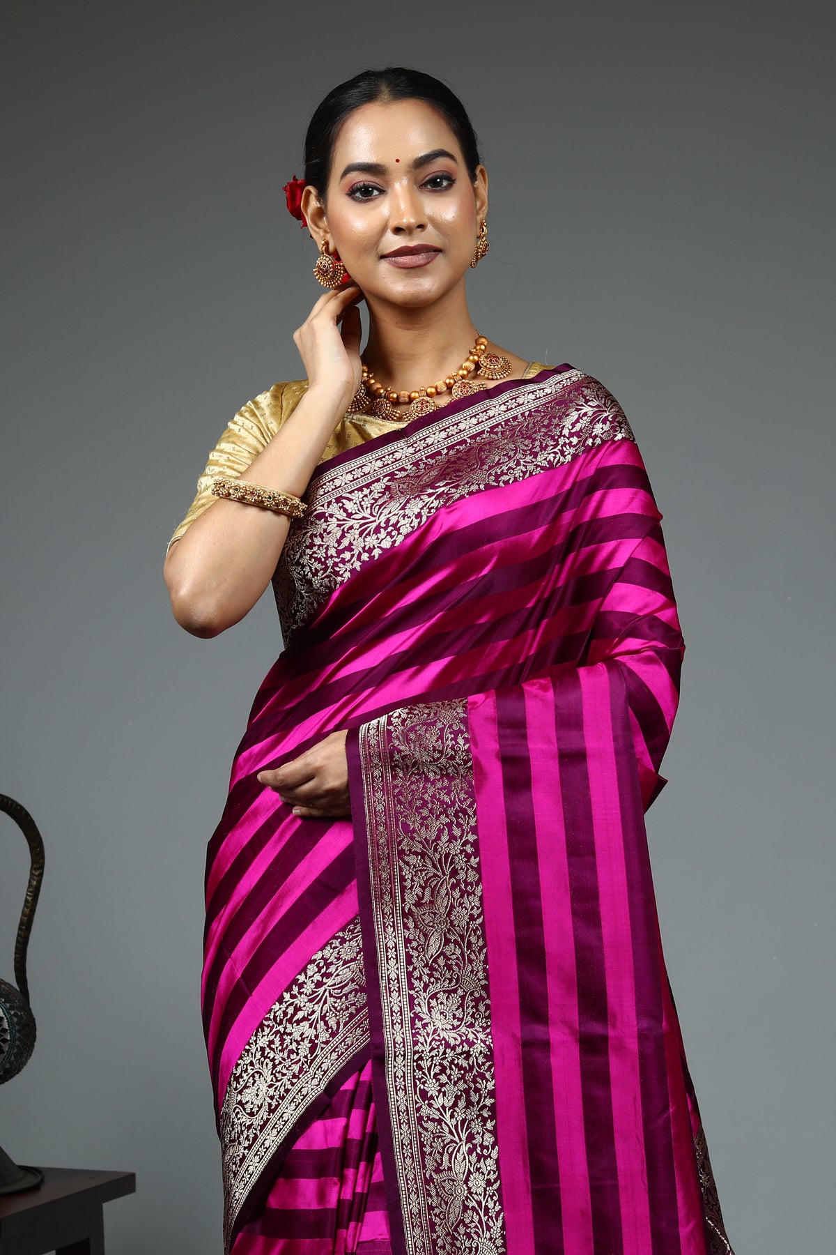 Purple Pure Katan Silk Saree
