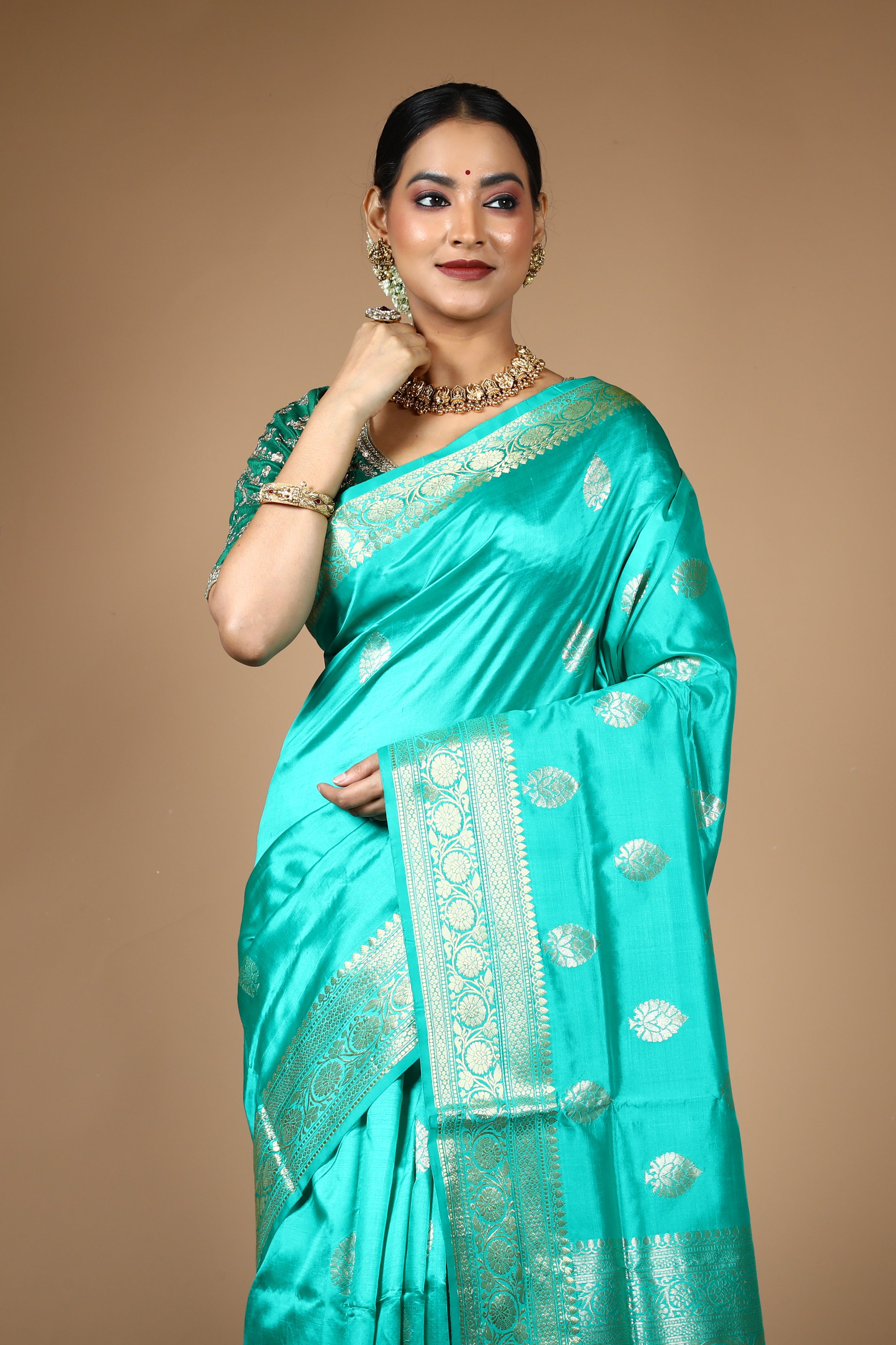 Light Green Pure Katan Silk Saree