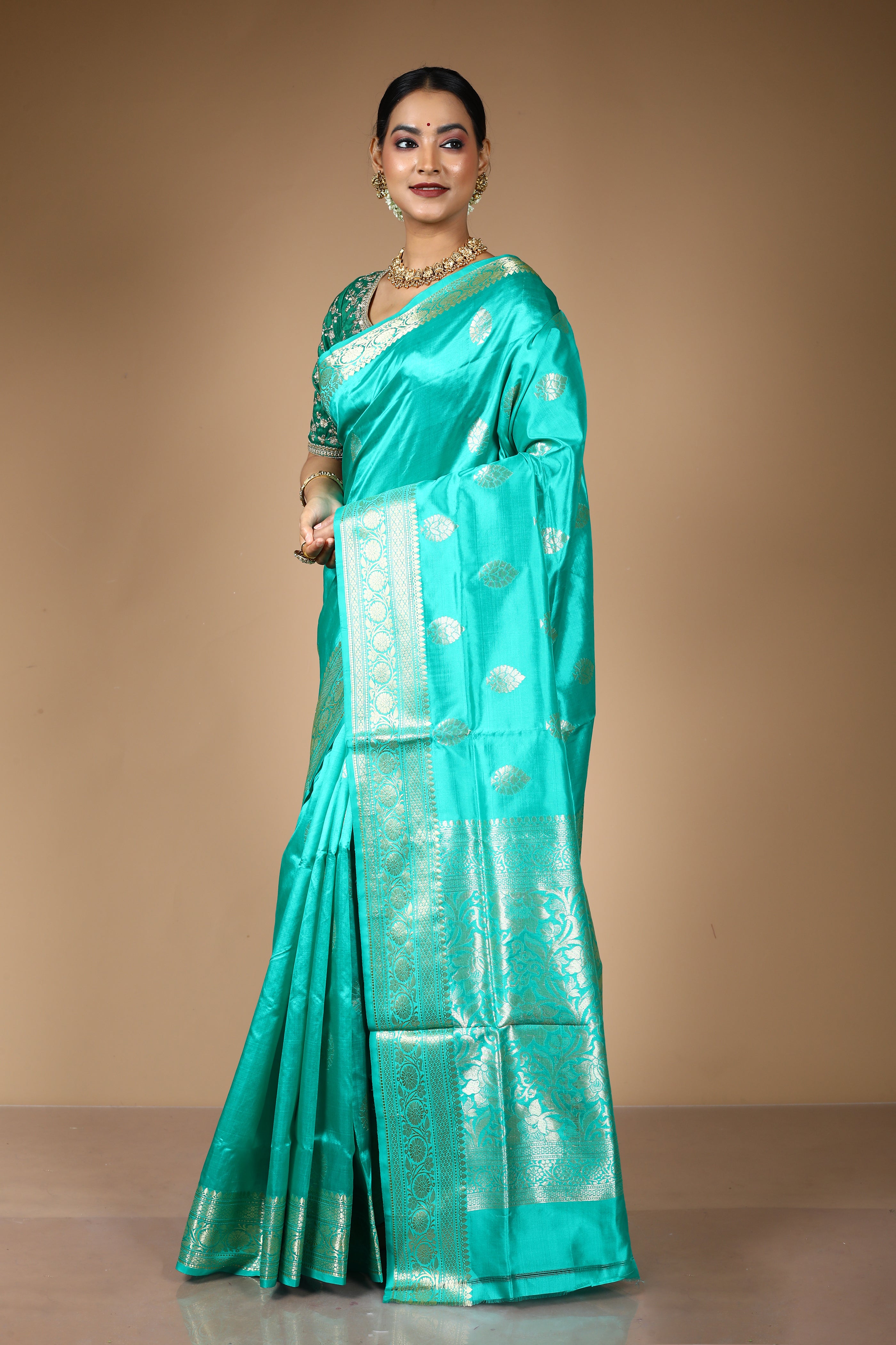Light Green Pure Katan Silk Saree