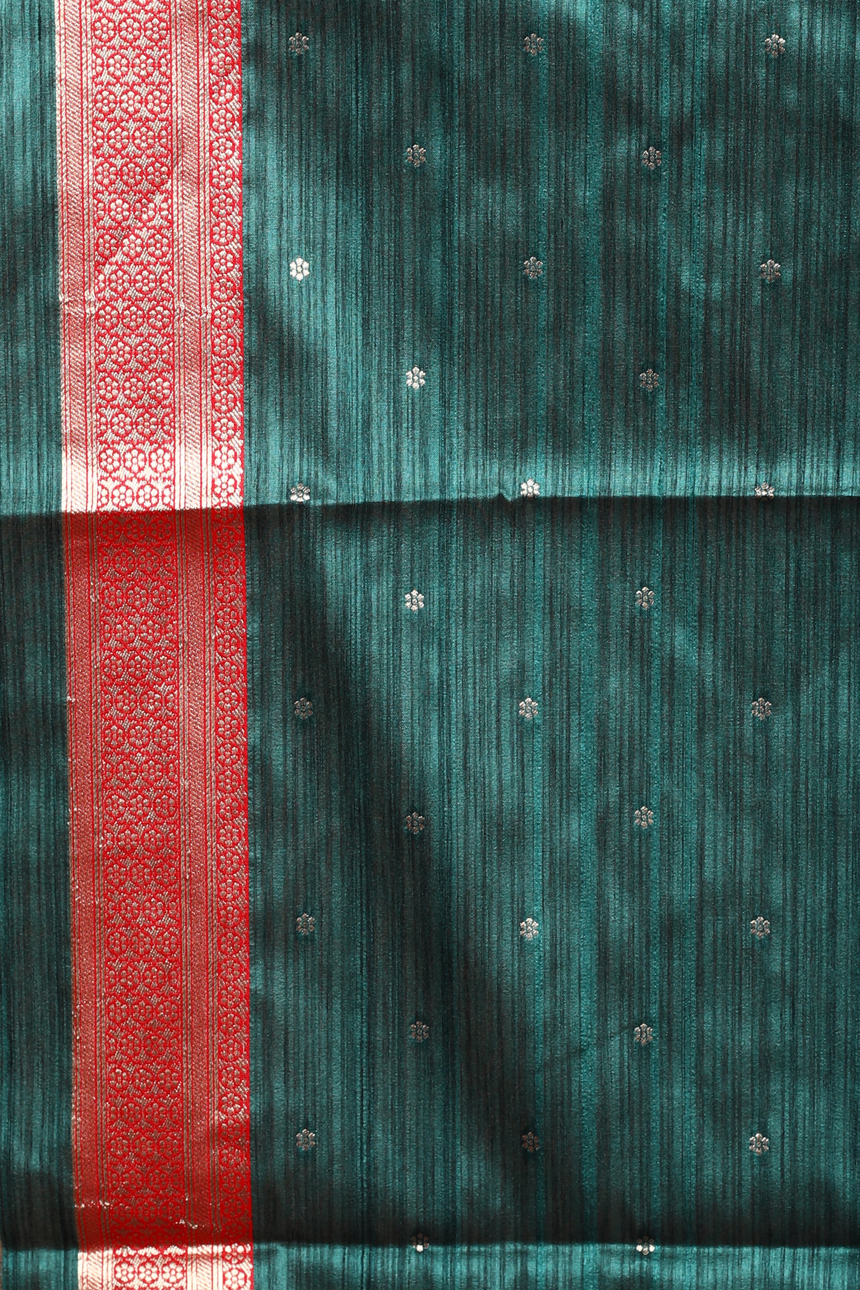Deep Green Blended Tussar Silk Saree
