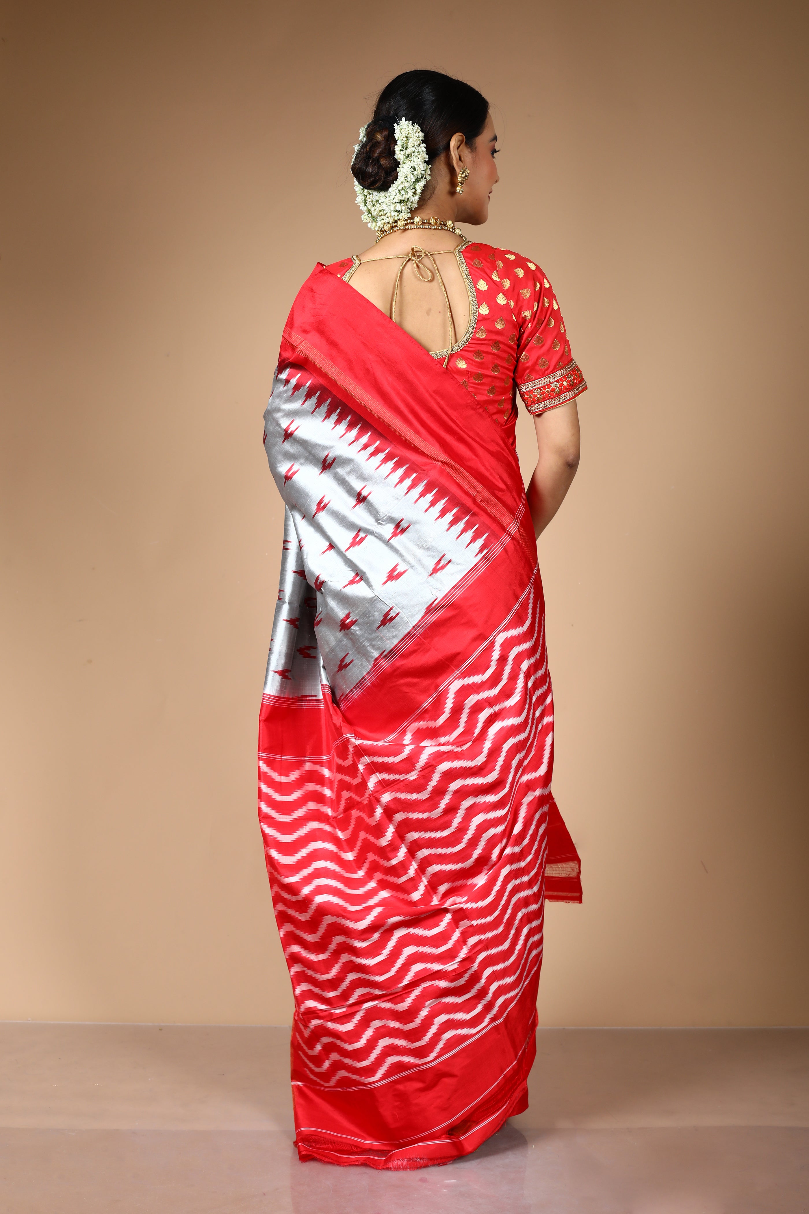 Grey Pure Ikkat Silk Saree
