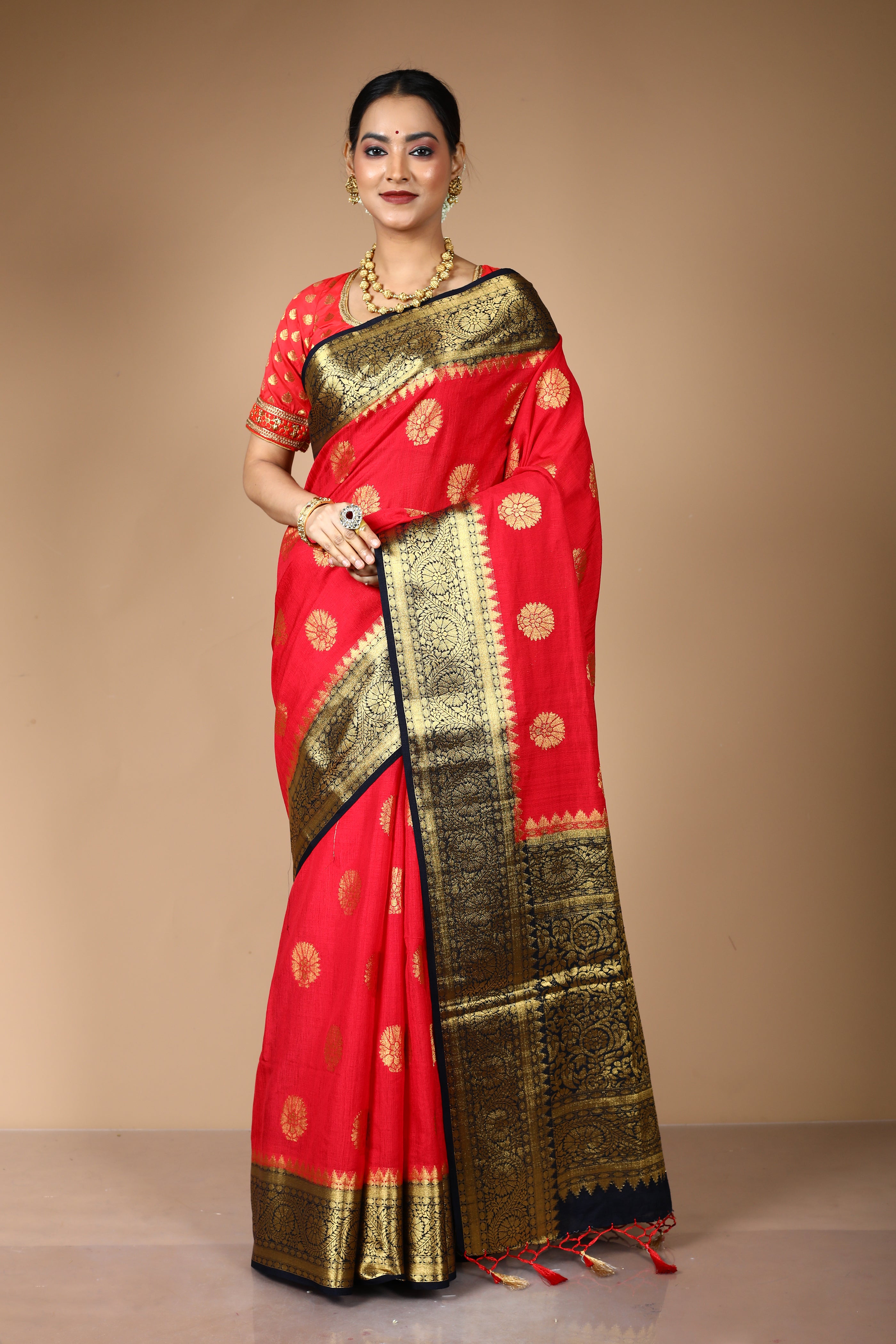Red Blended Matka Saree