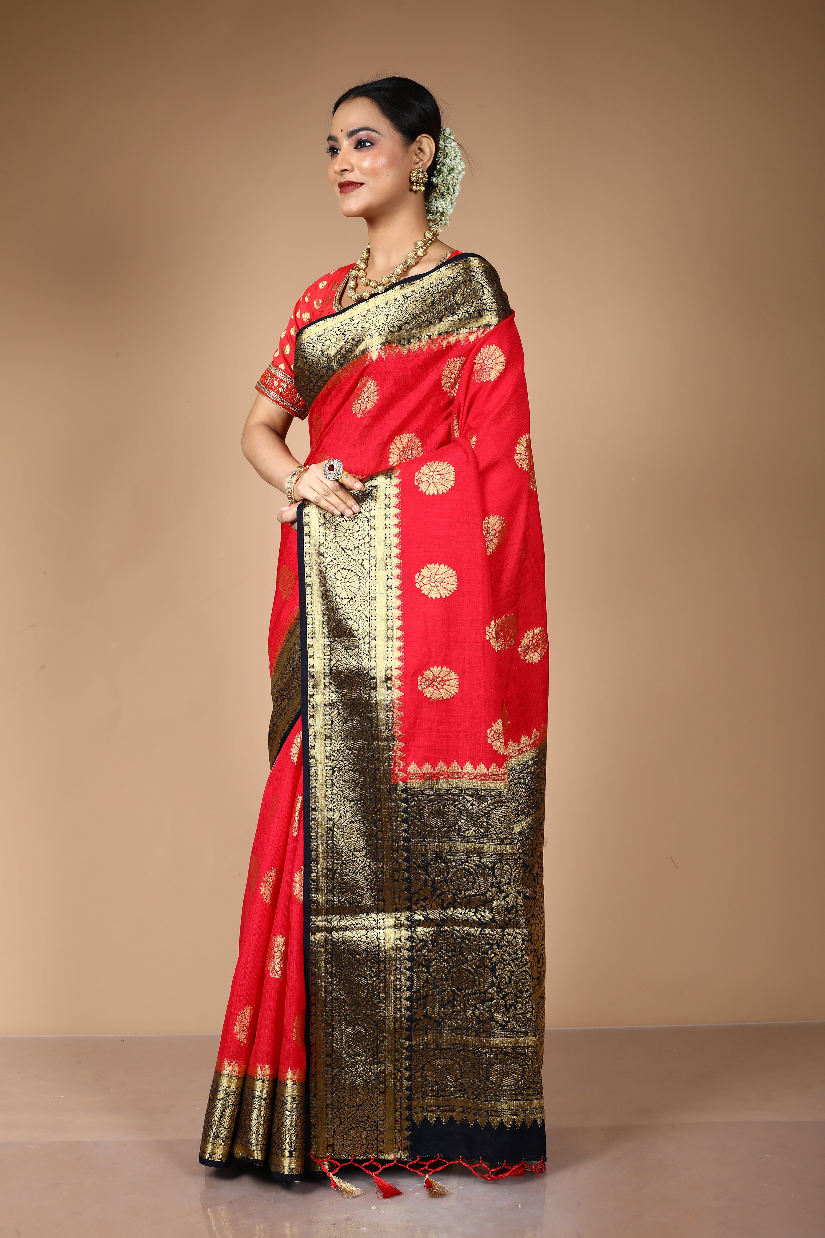 Red Blended Matka Saree