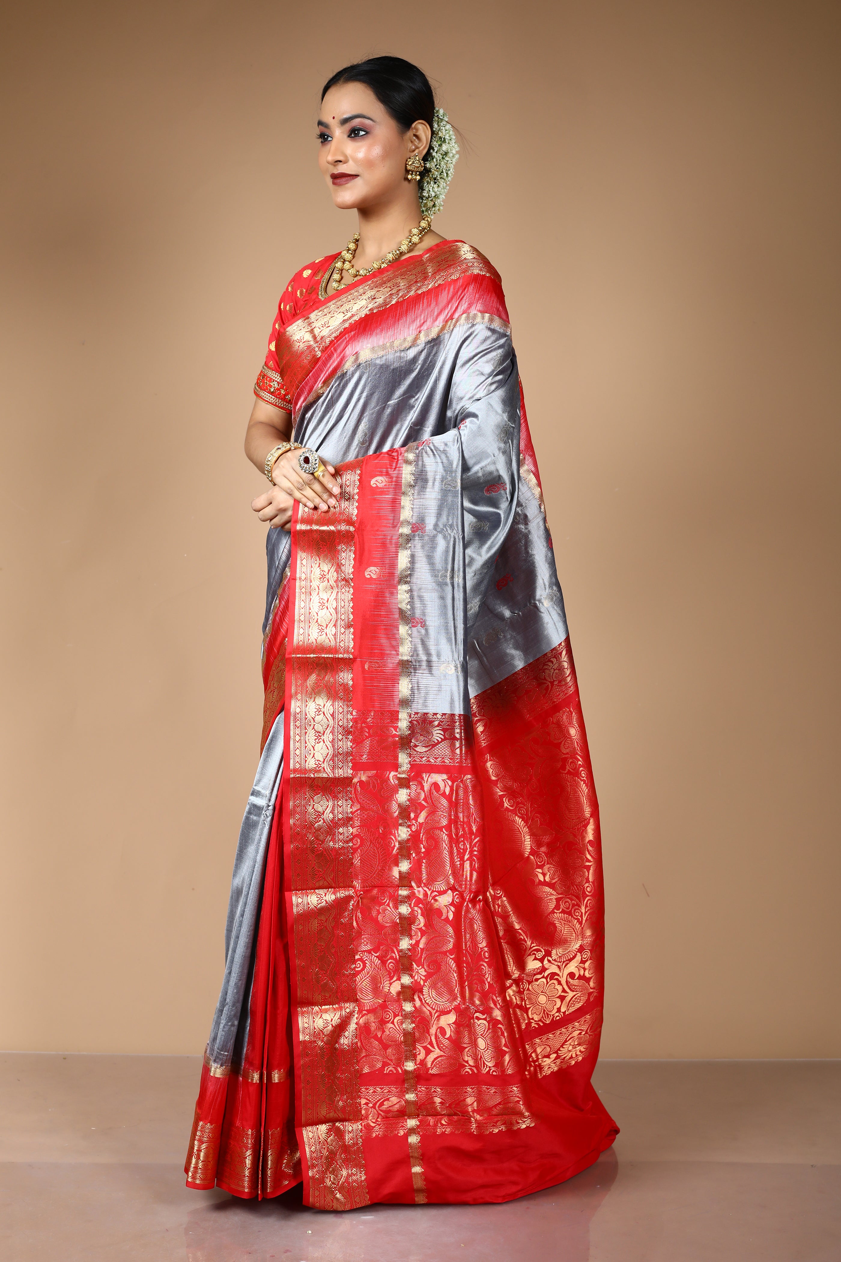 Grey Pure Kanjivaram Saree