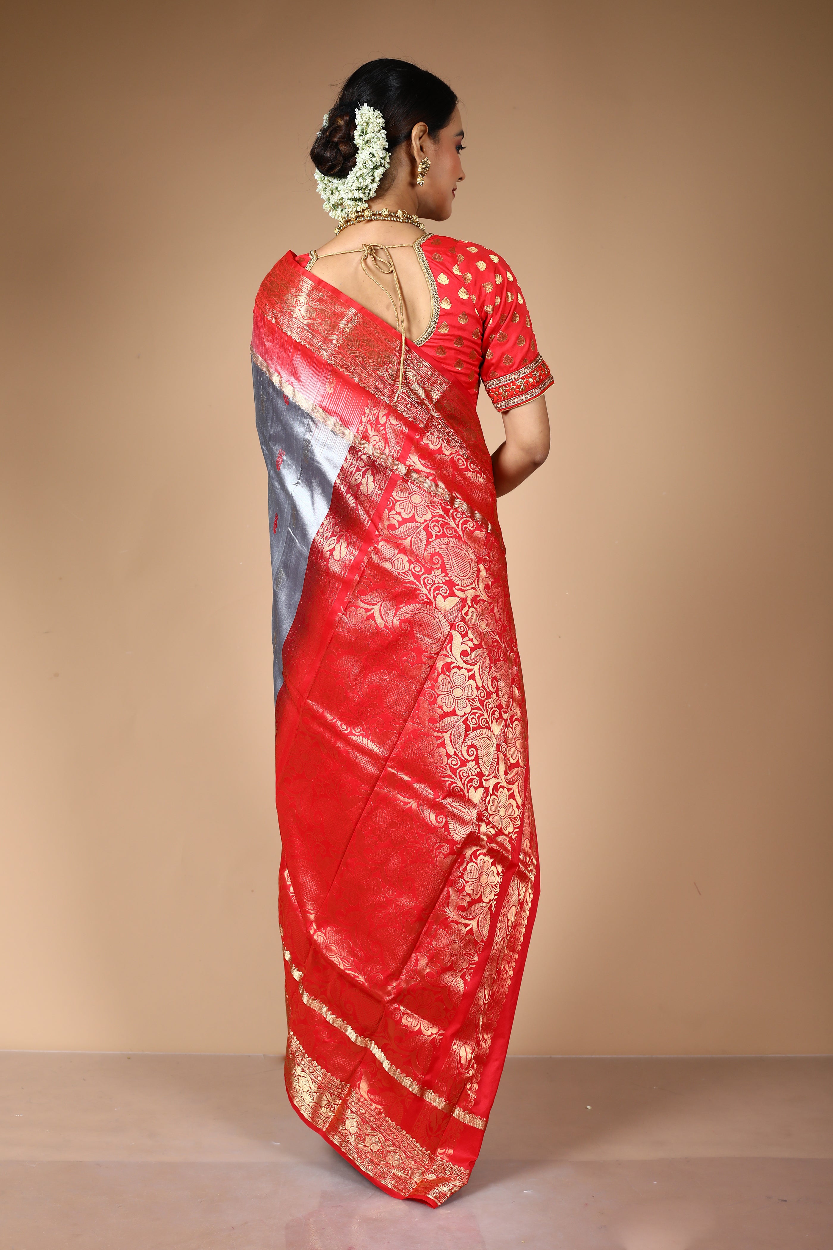 Grey Pure Kanjivaram Saree