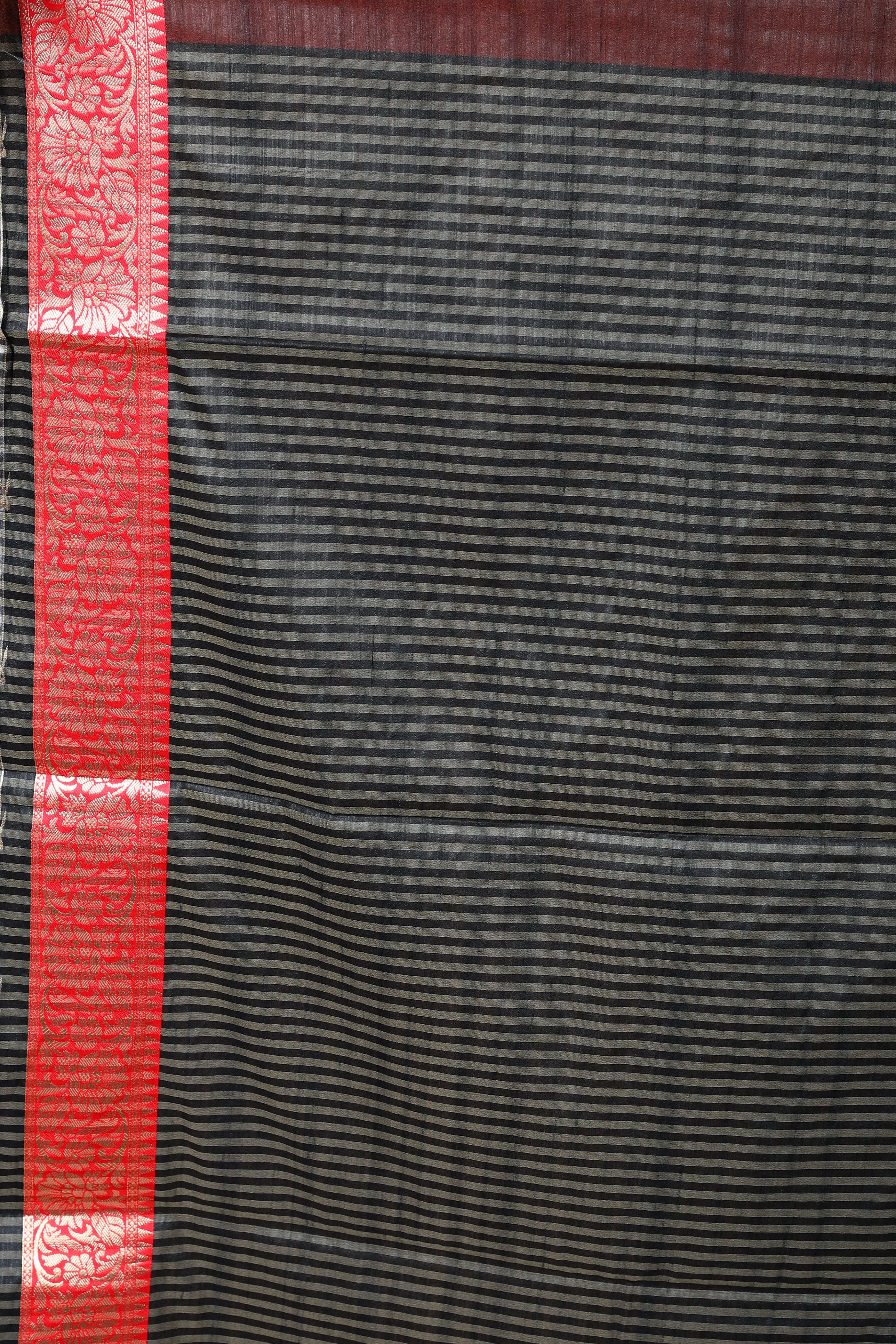 Black Striped Blended Tussar Saree