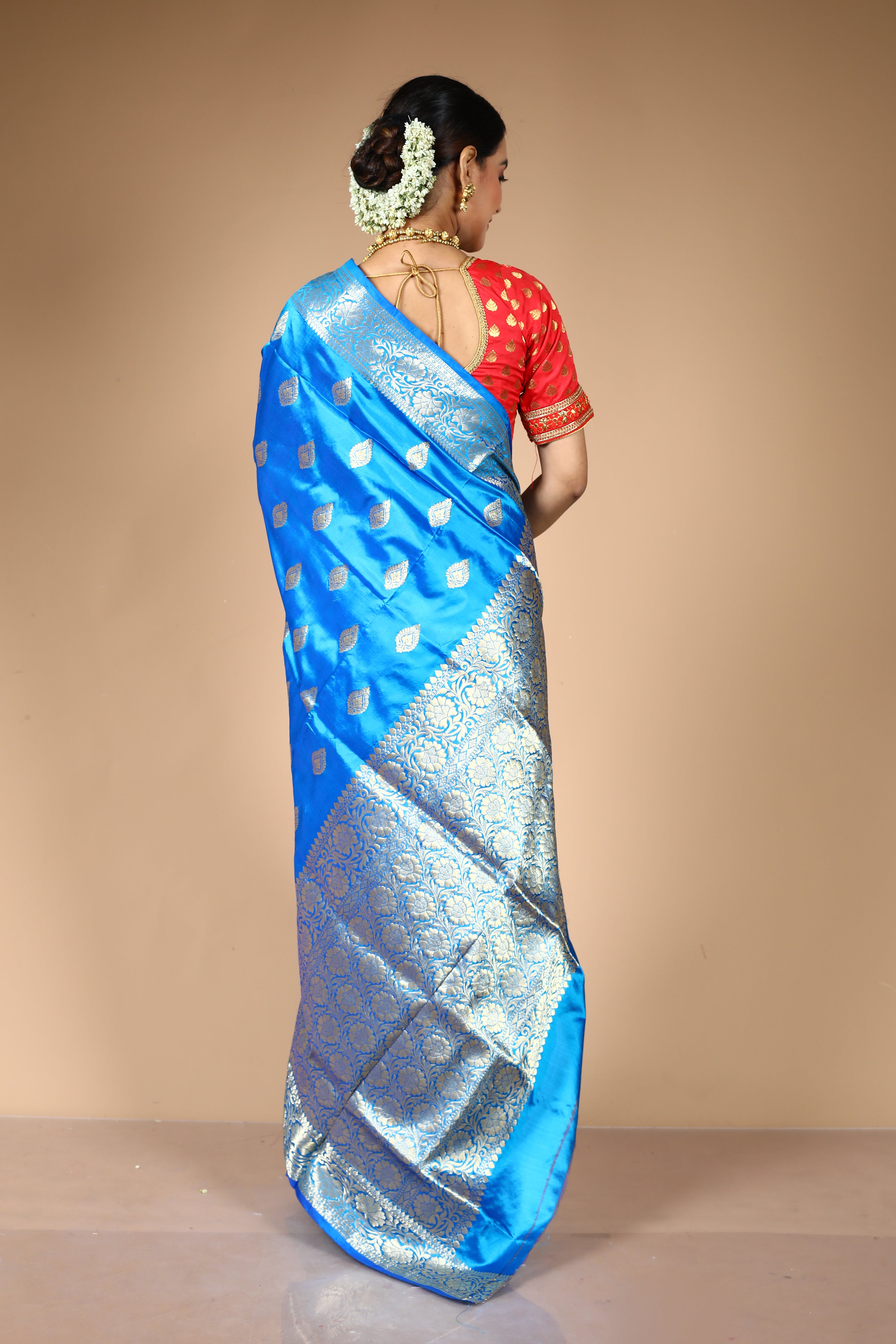 Blue Pure Katan Silk Saree