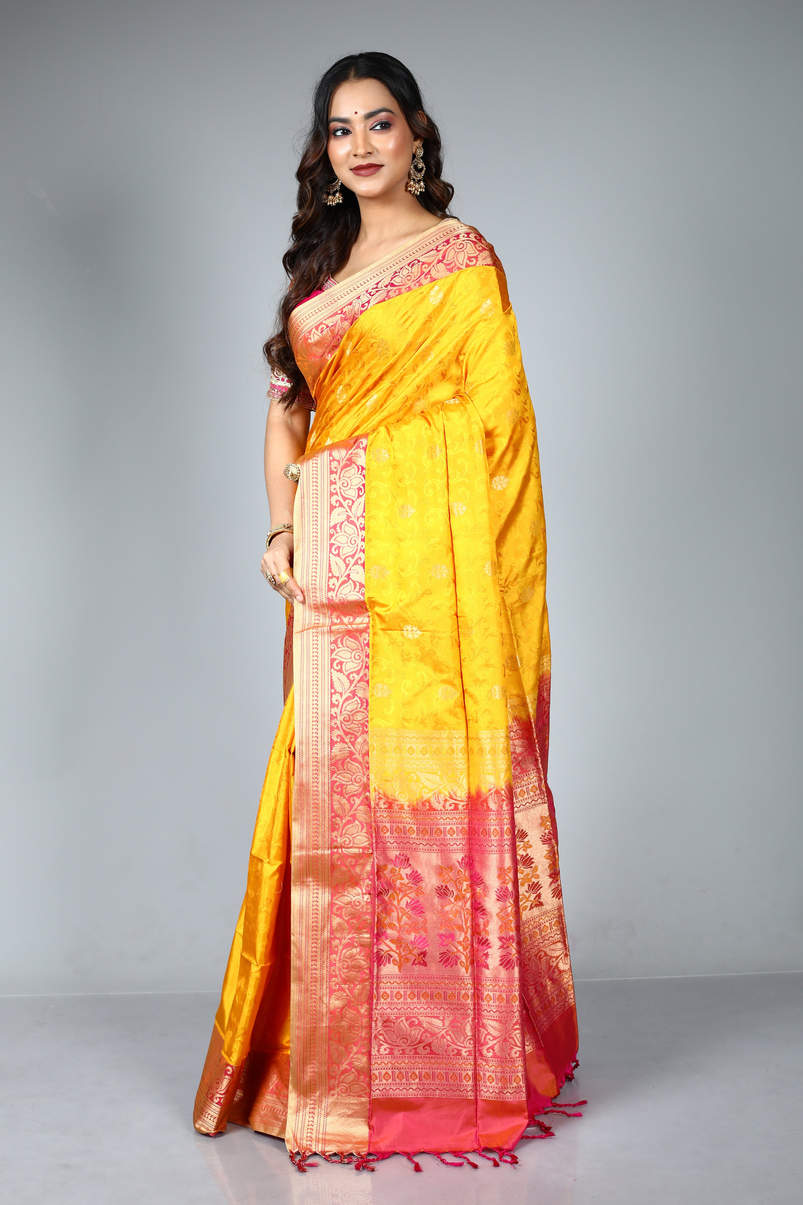 Yellow Pure Aarni Silk Saree