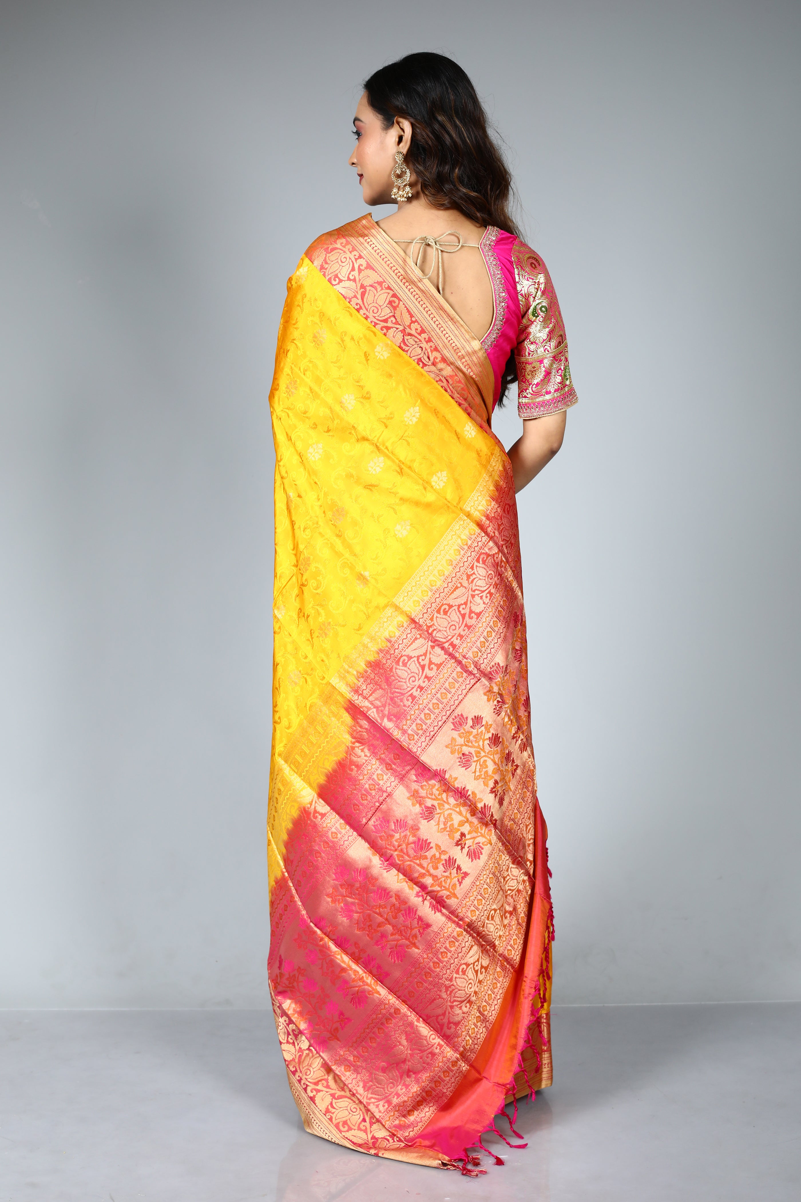 Yellow Pure Aarni Silk Saree