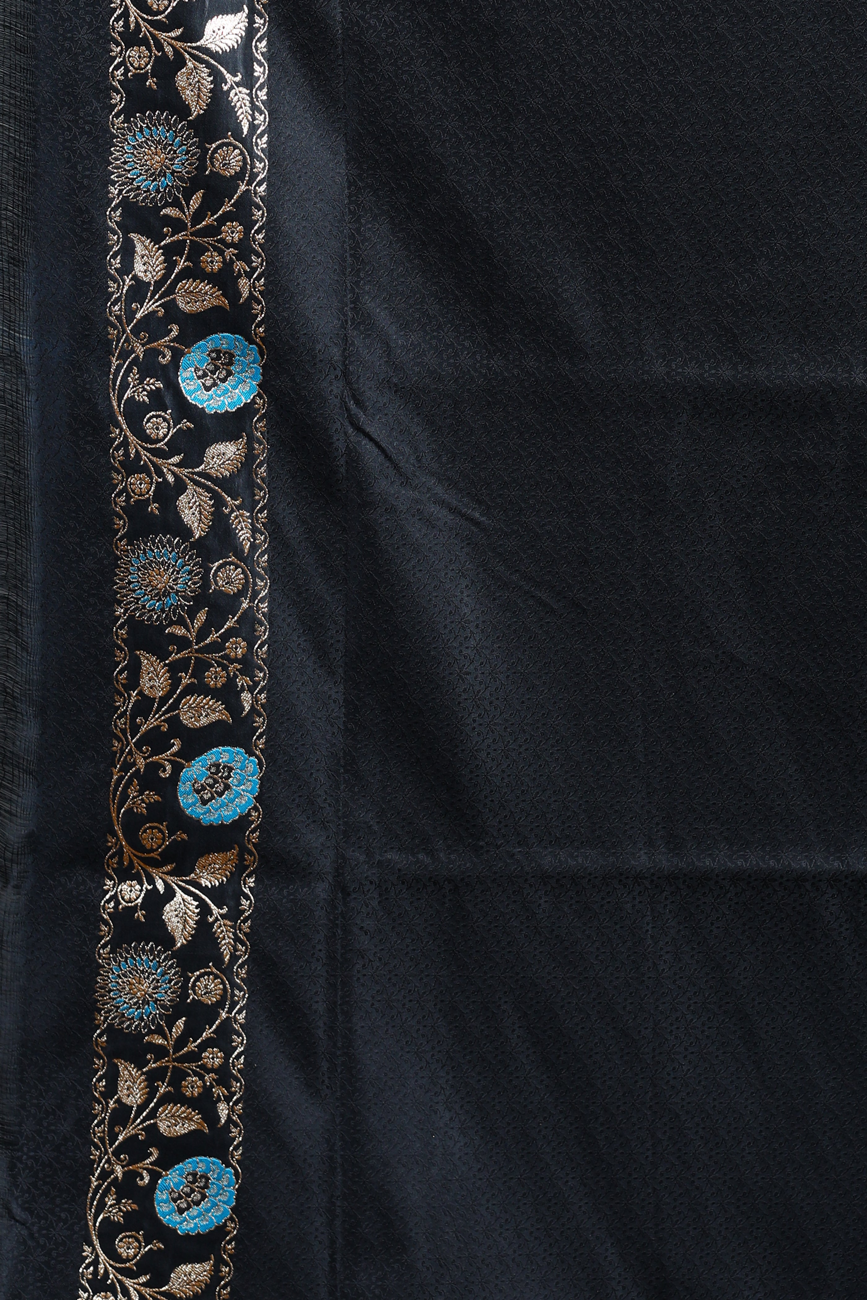 Black Blended Satin Silk Saree