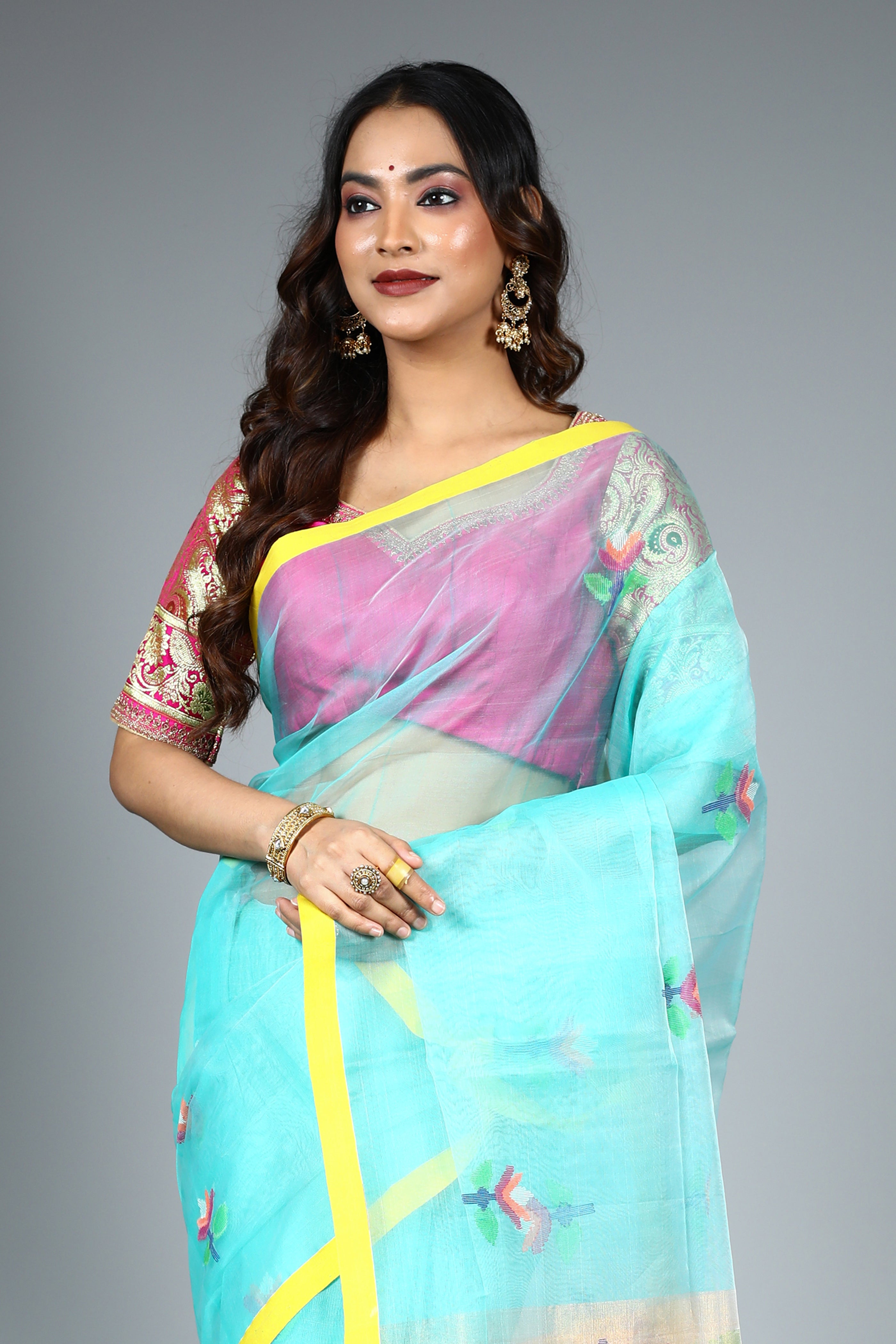 Light Green Pure Muslin Saree