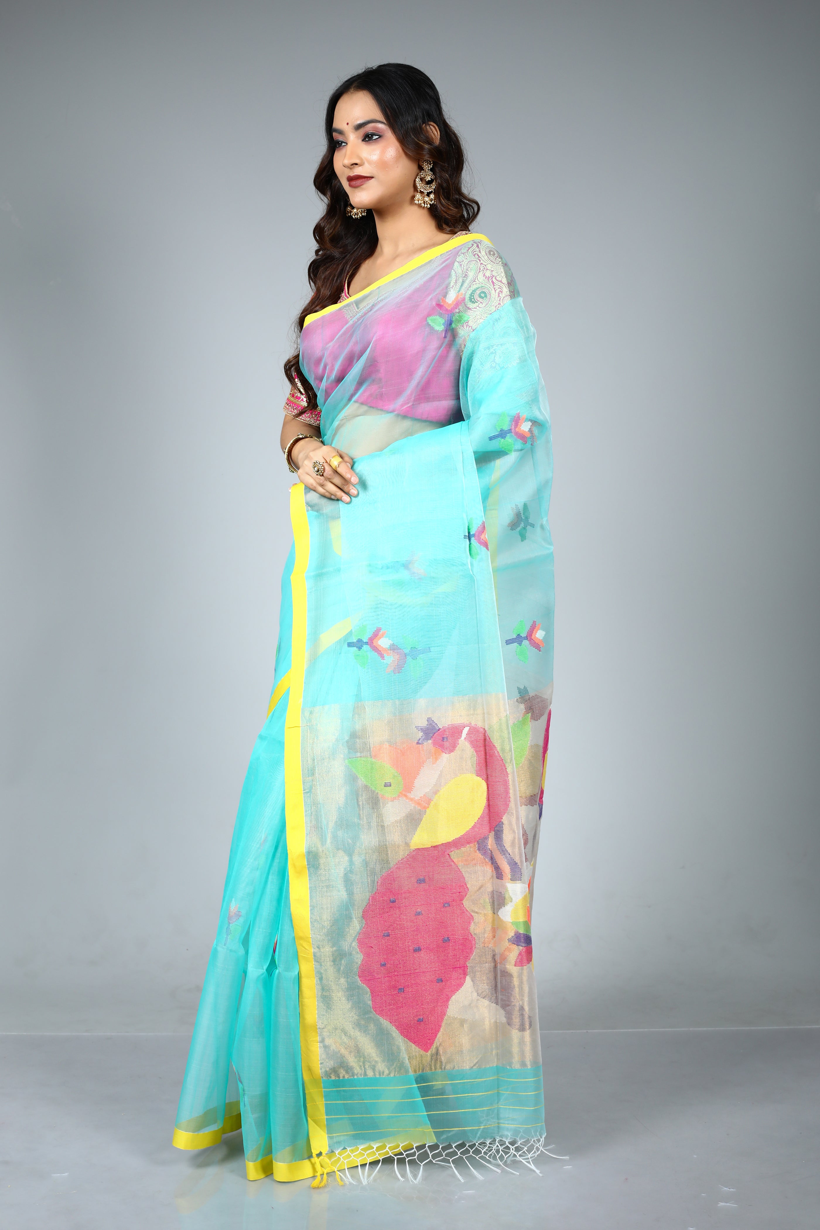 Light Green Pure Muslin Saree