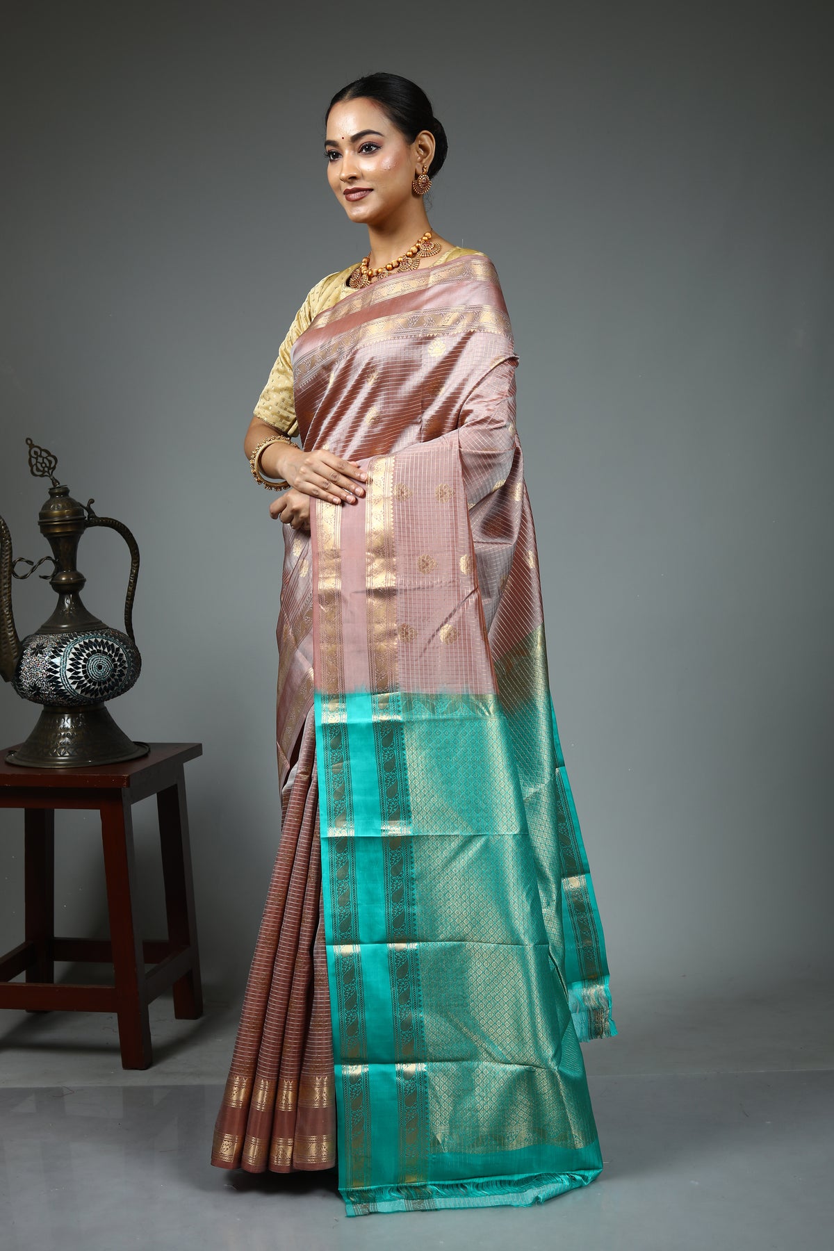 Beige Pure Kanjivaram Saree