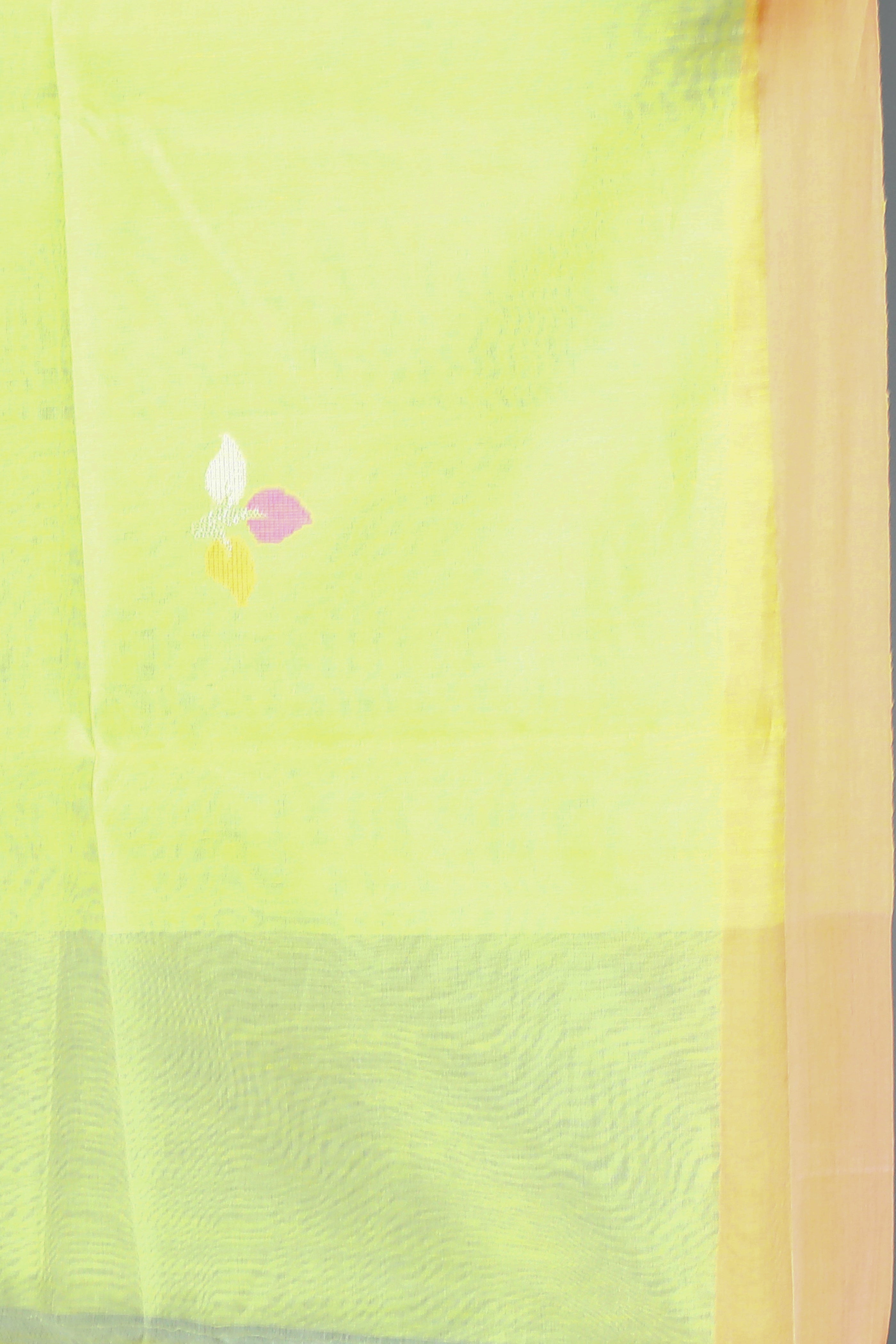 Lemon Yellow Pure Muslin Saree