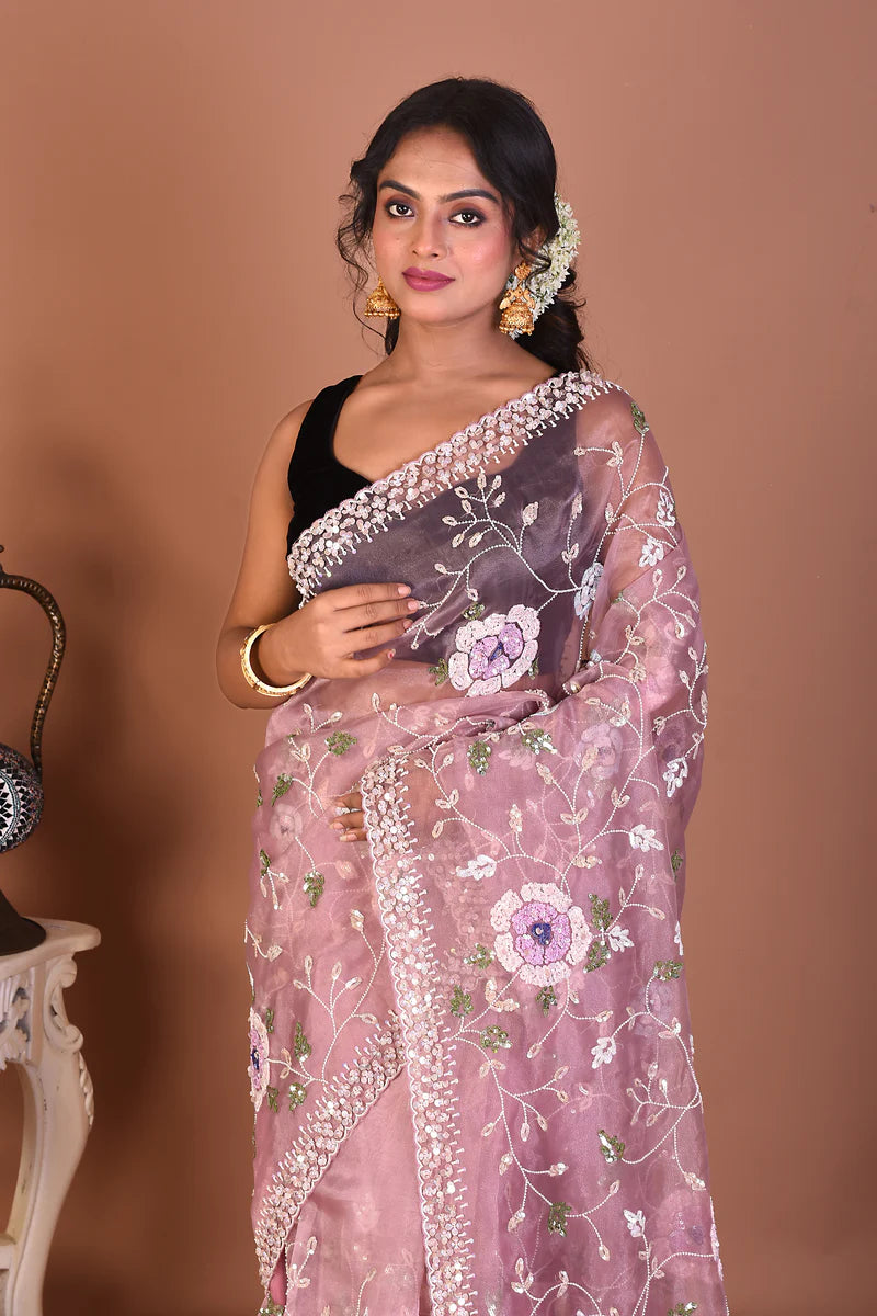 Mauve Jiimmy Choo Saree - Keya Seth Exclusive