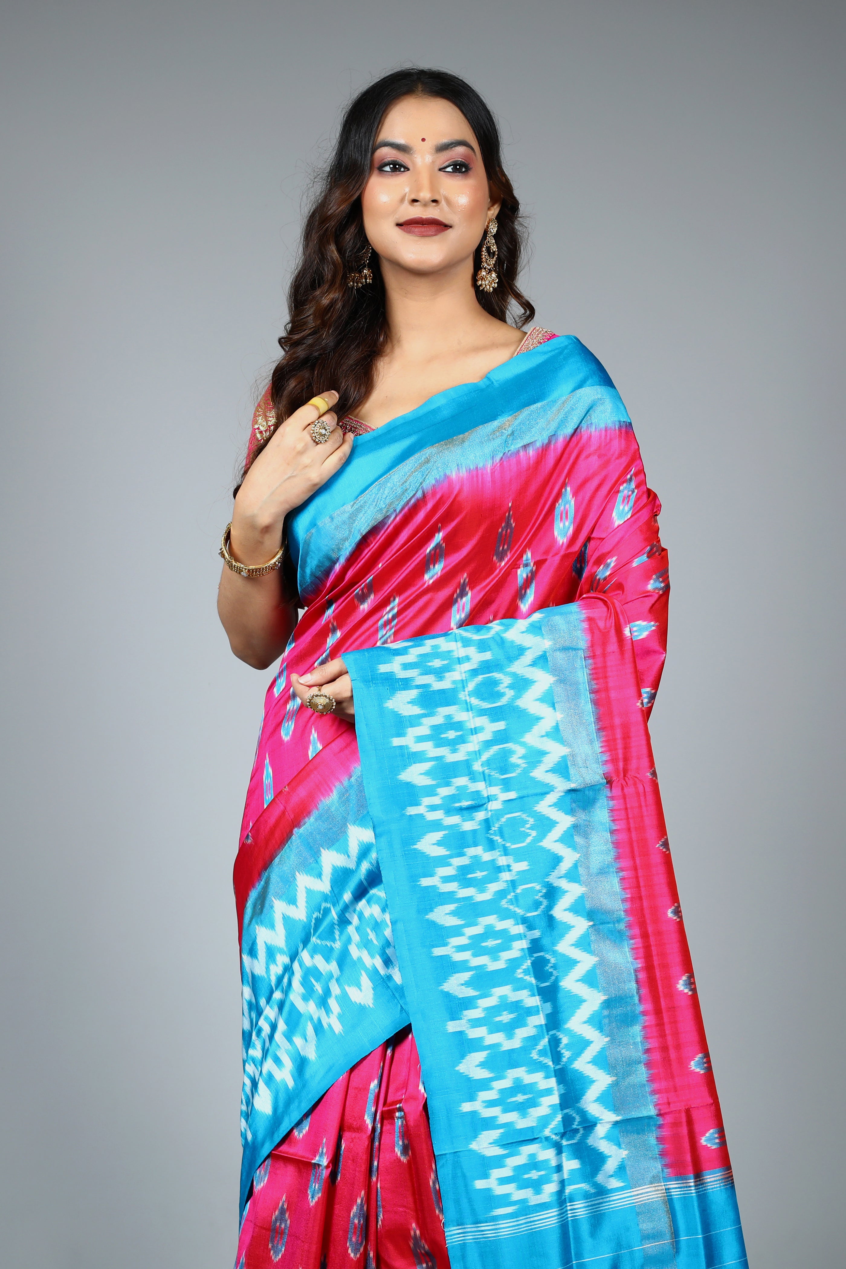 Pink Pure Ikkat Saree
