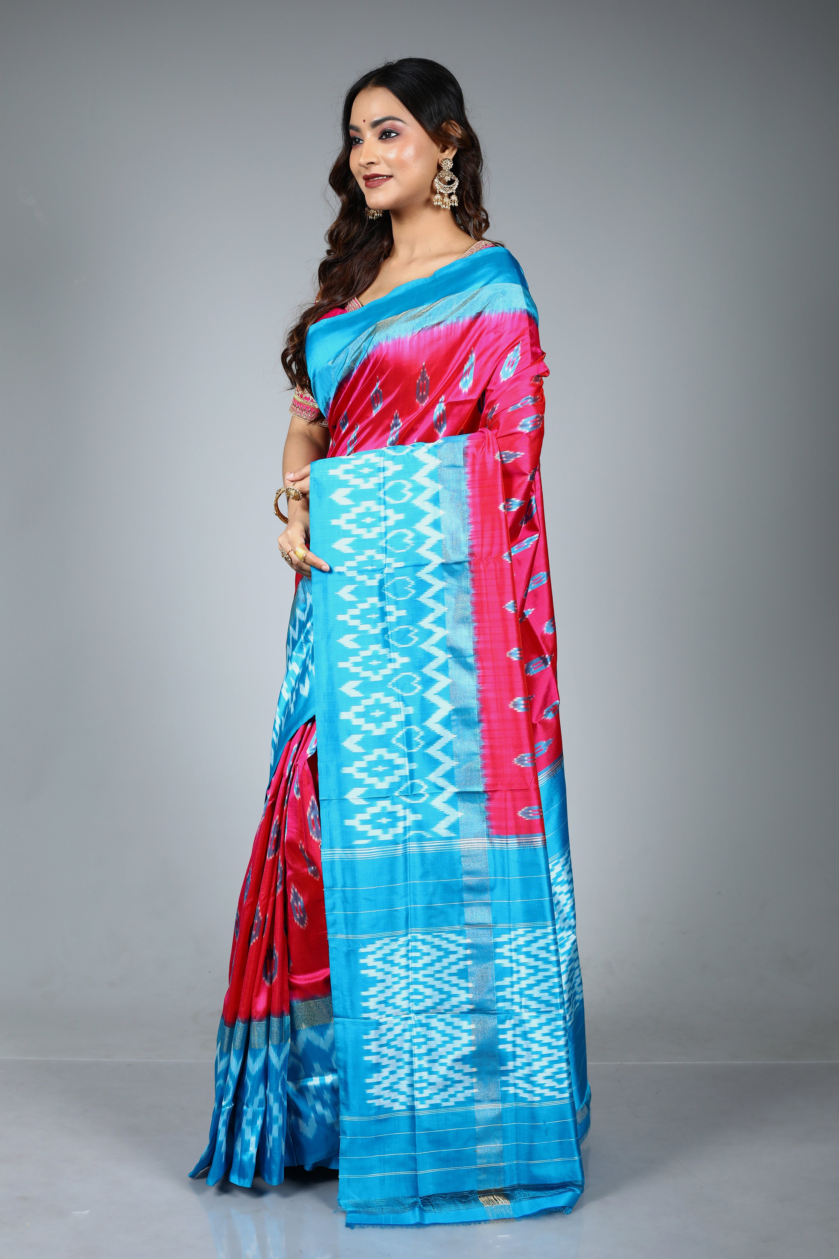 Pink Pure Ikkat Saree
