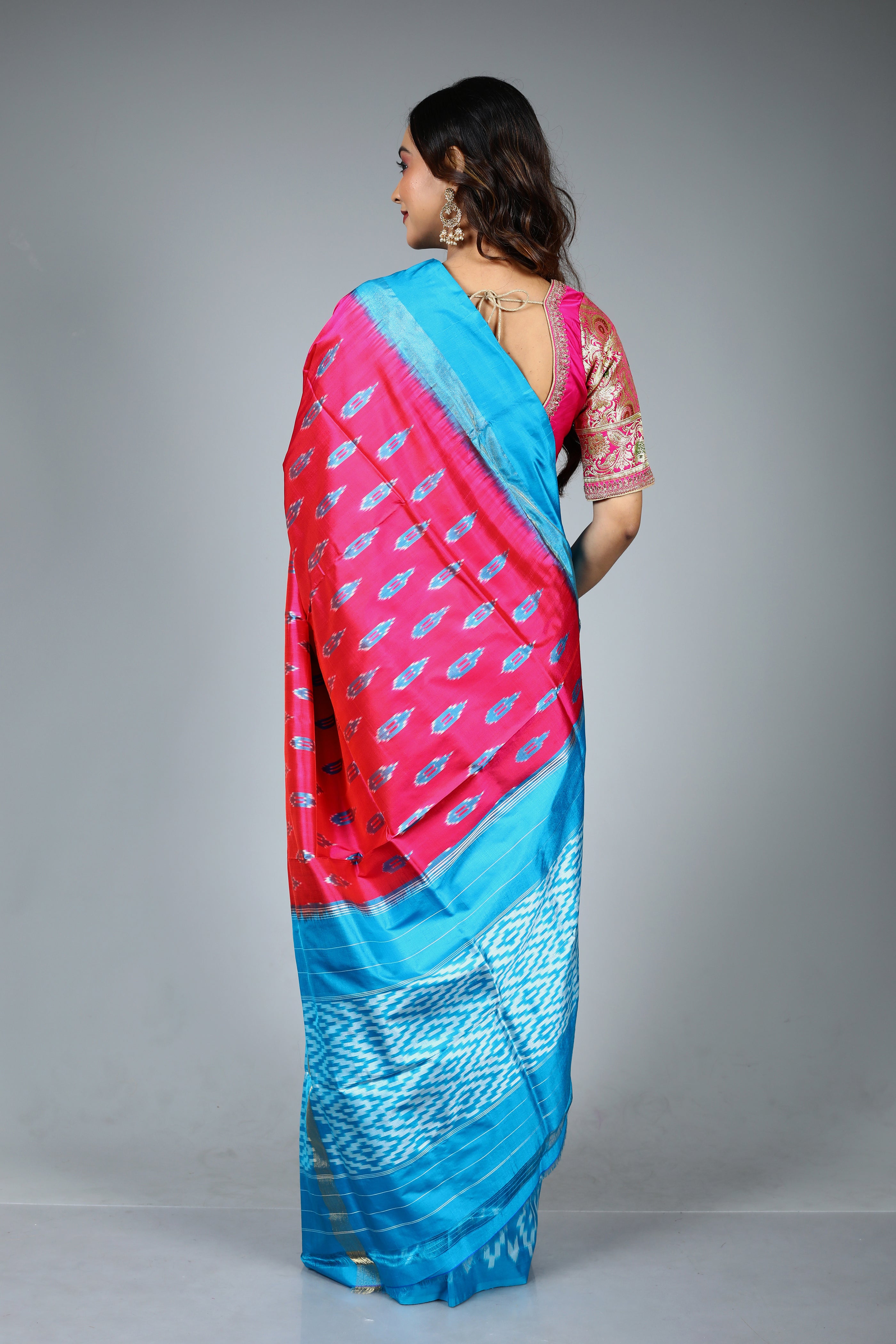 Pink Pure Ikkat Saree