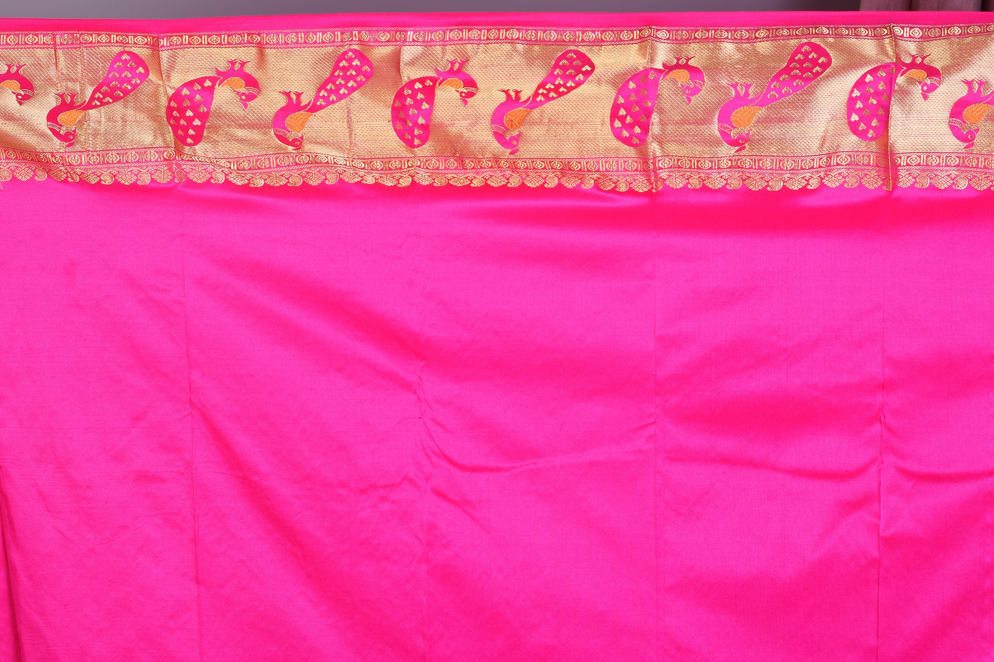 Orange Pure Kanjivaram Saree with Rani Borders - Keya Seth Exclusive