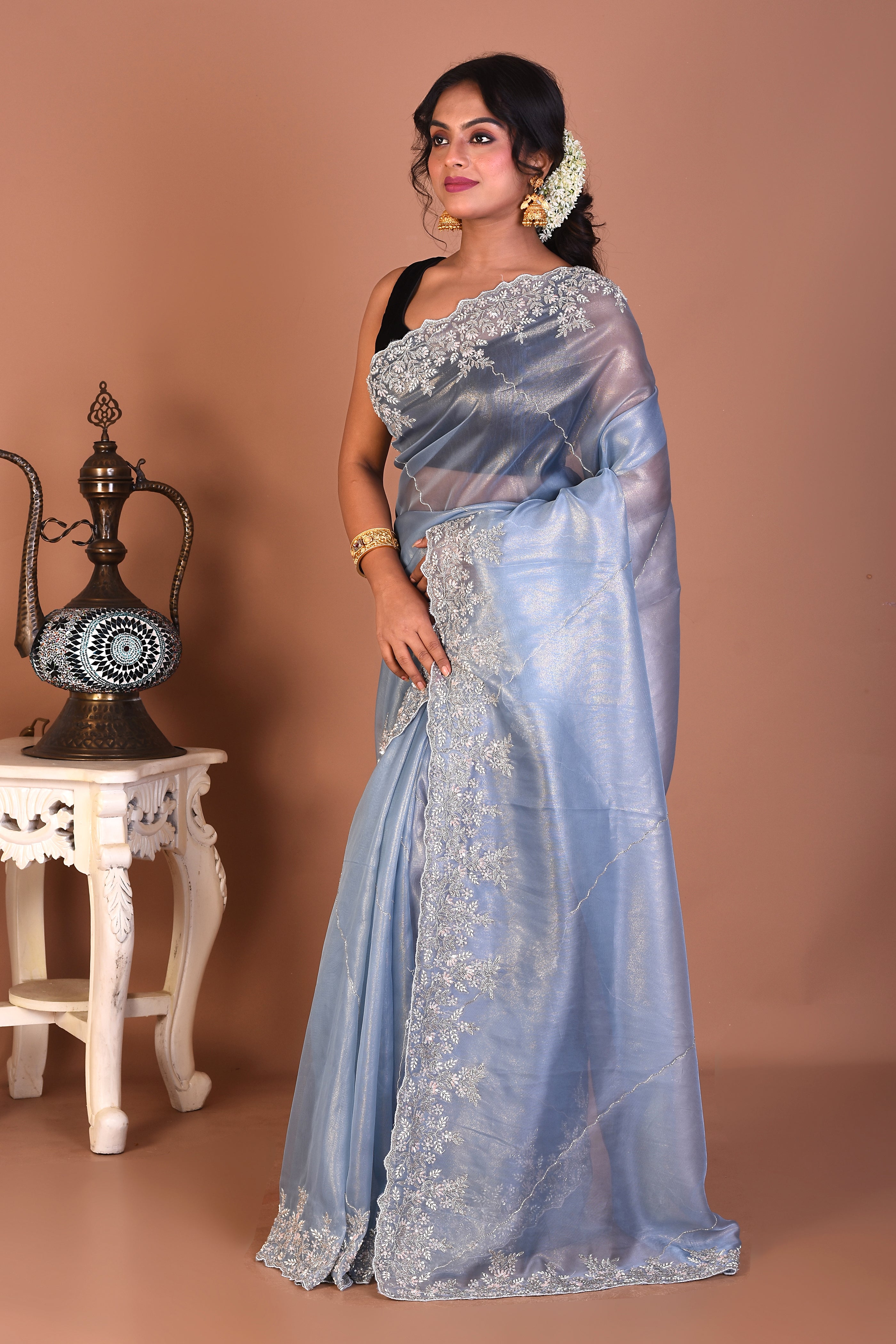 Light Blue Jimmy Choo Saree - Keya Seth Exclusive