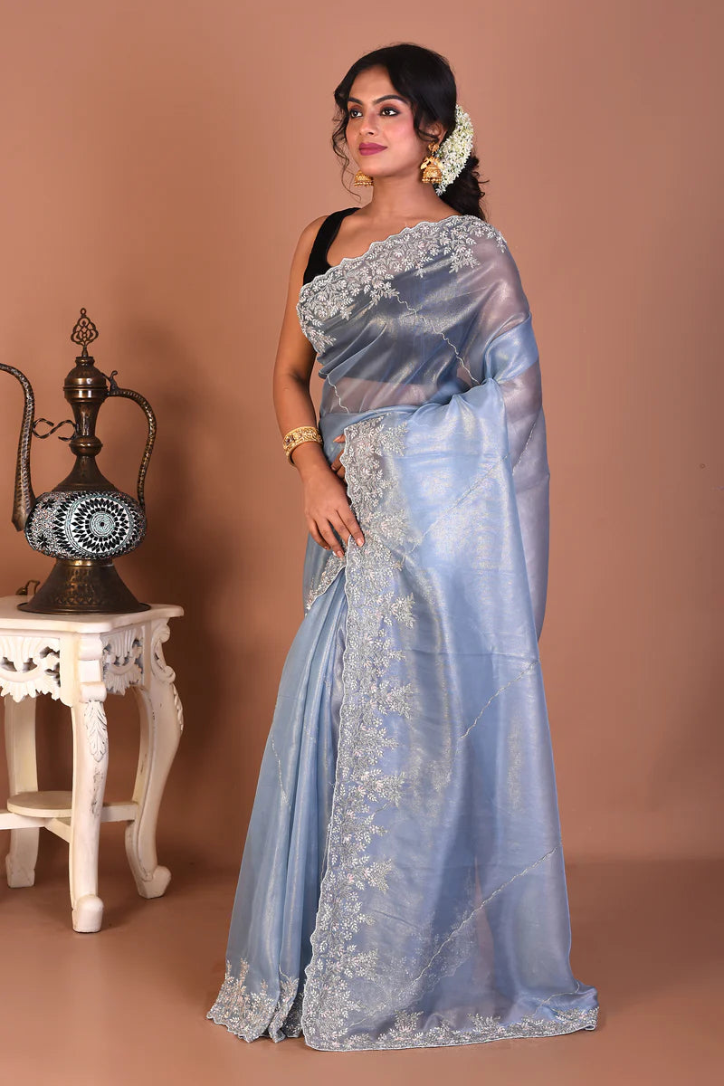 Light Blue Jimmy Choo Saree - Keya Seth Exclusive