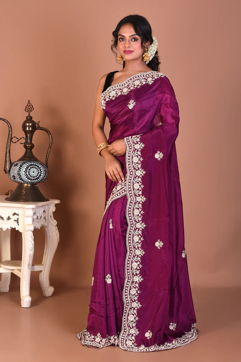Purple Pure Jimmy Choo Saree - Keya Seth Exclusive