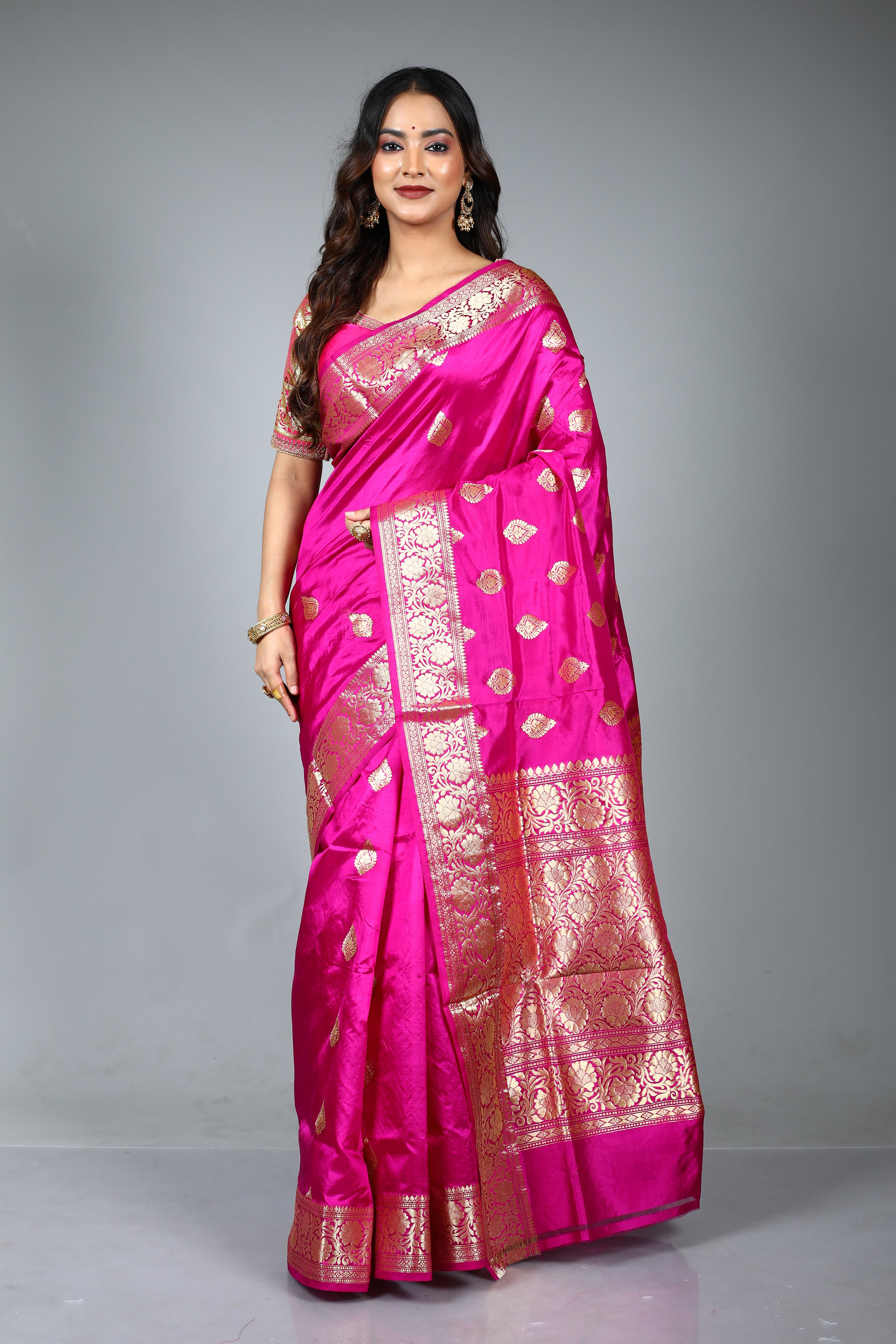 Pink Pure Katan Saree