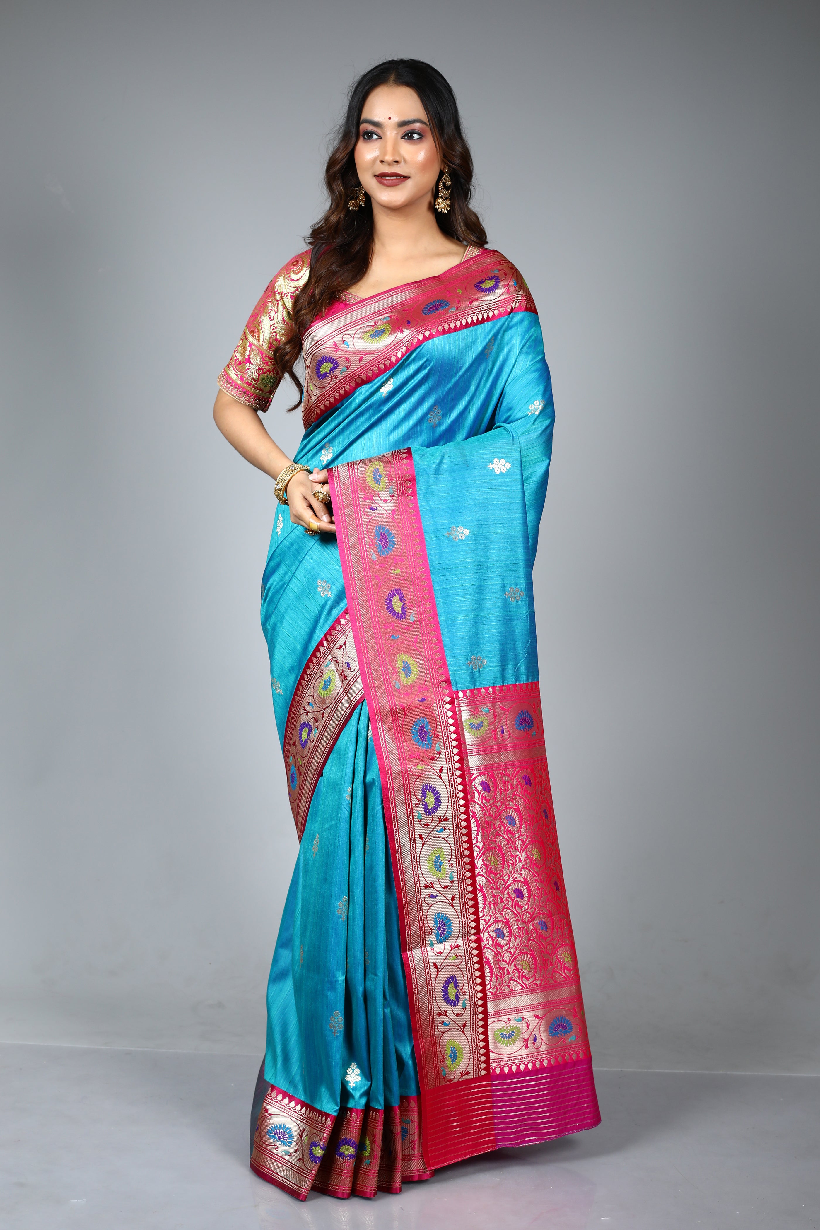 Blue Art Silk Saree