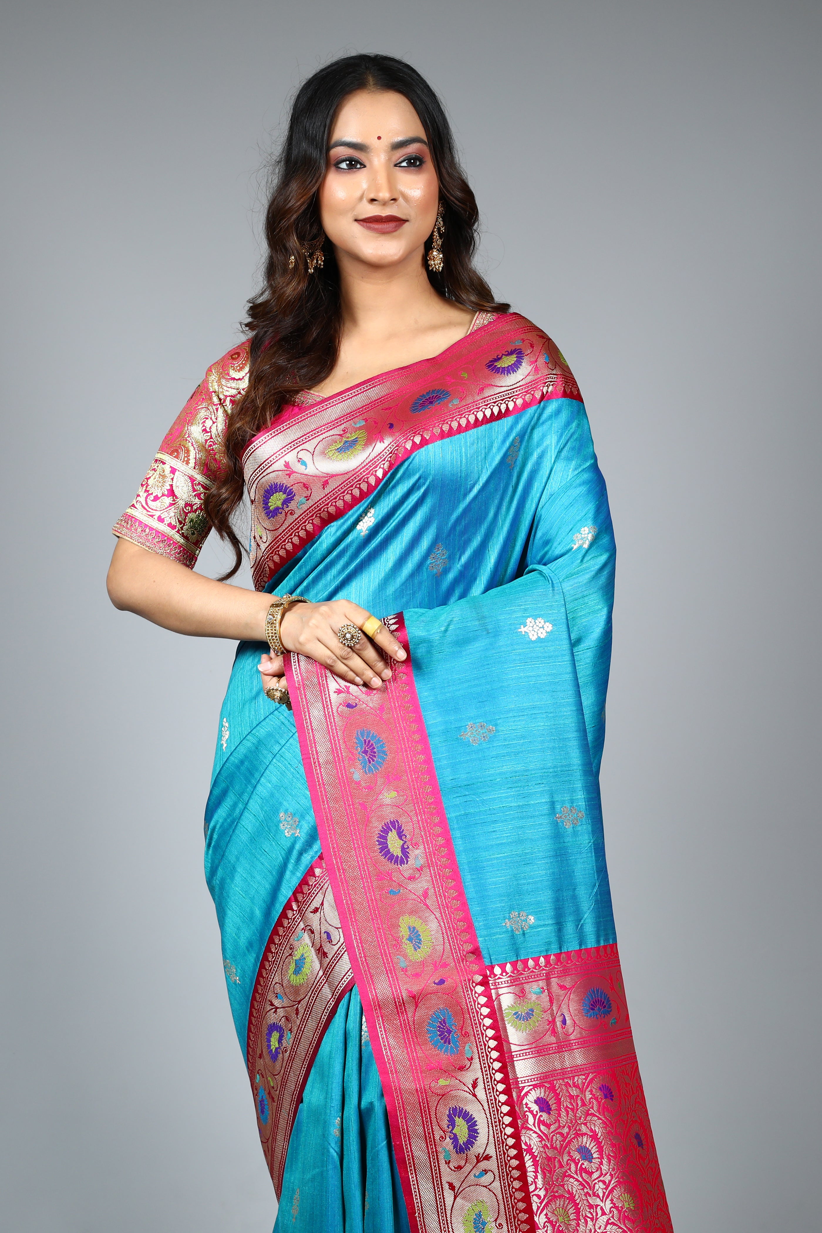 Blue Art Silk Saree