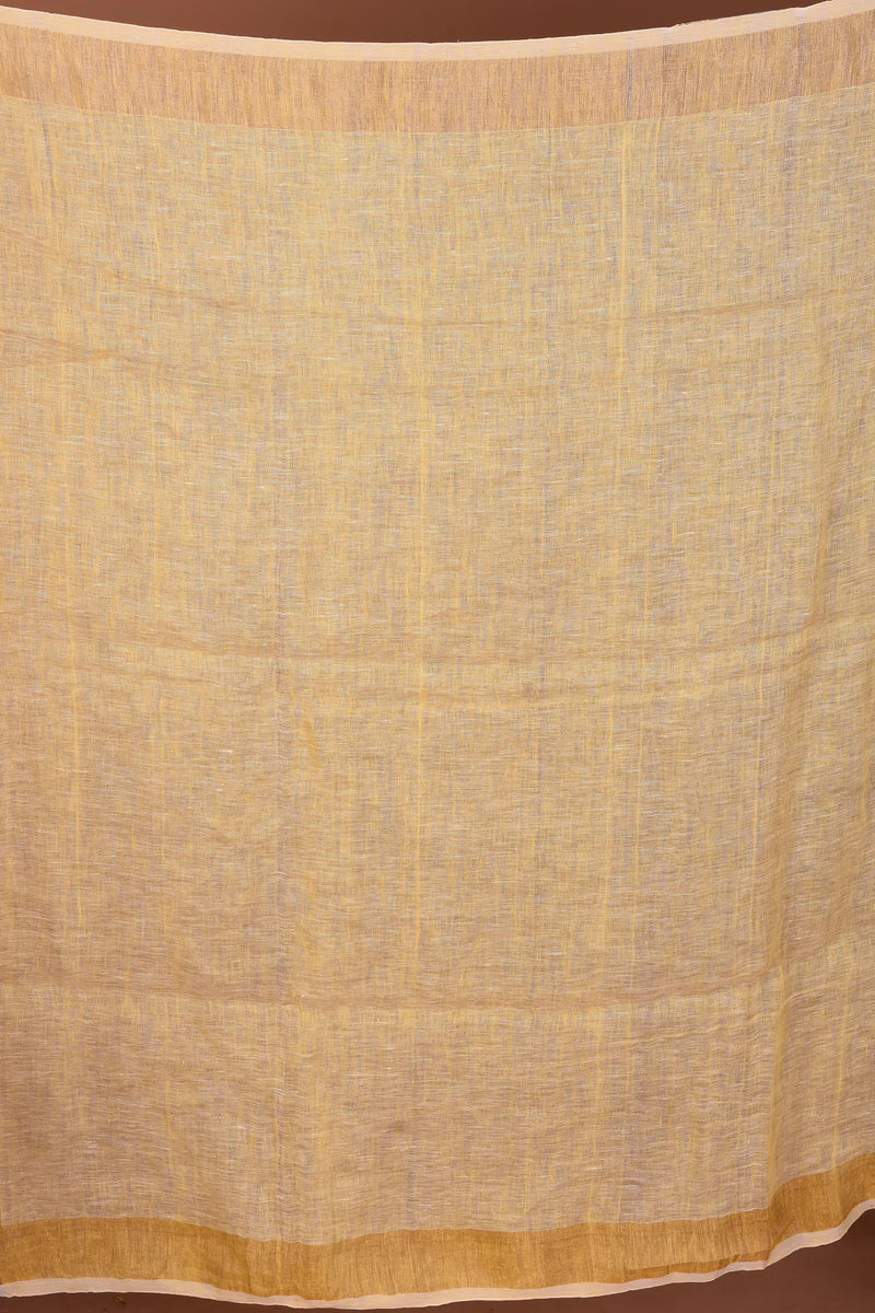 Light Yellow Blended Linen Handloom Saree - Keya Seth Exclusive