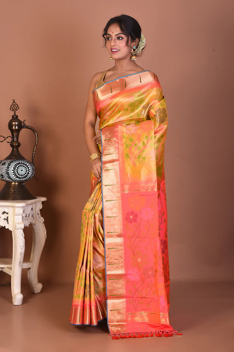 Bright Yellow Art Silk Saree - Keya Seth Exclusive