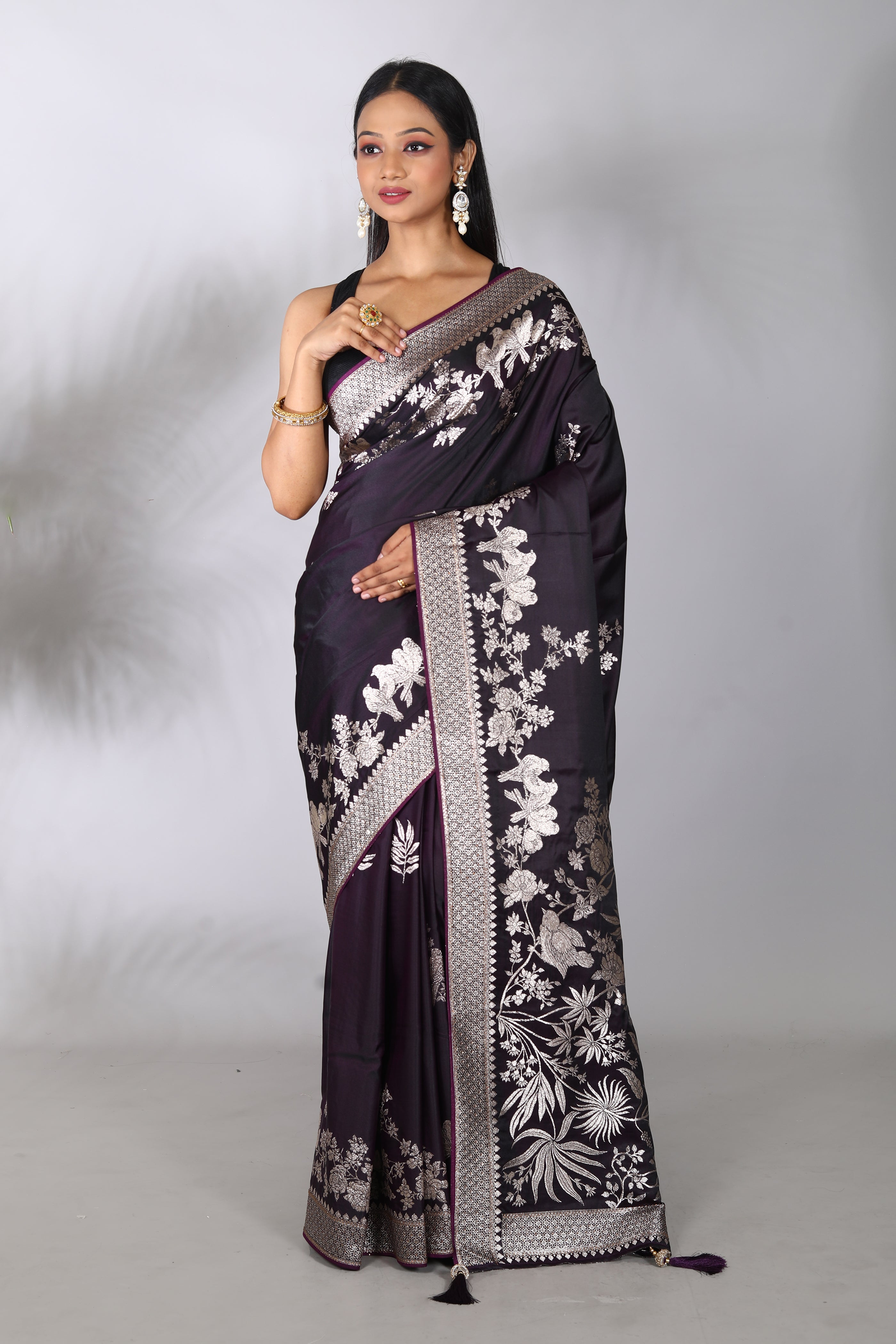 Purple Blended Satin Silk Saree - Keya Seth Exclusive