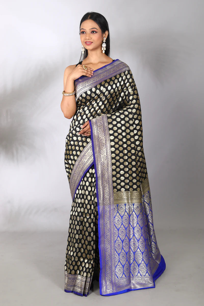 Black Blended Uppada Saree - Keya Seth Exclusive