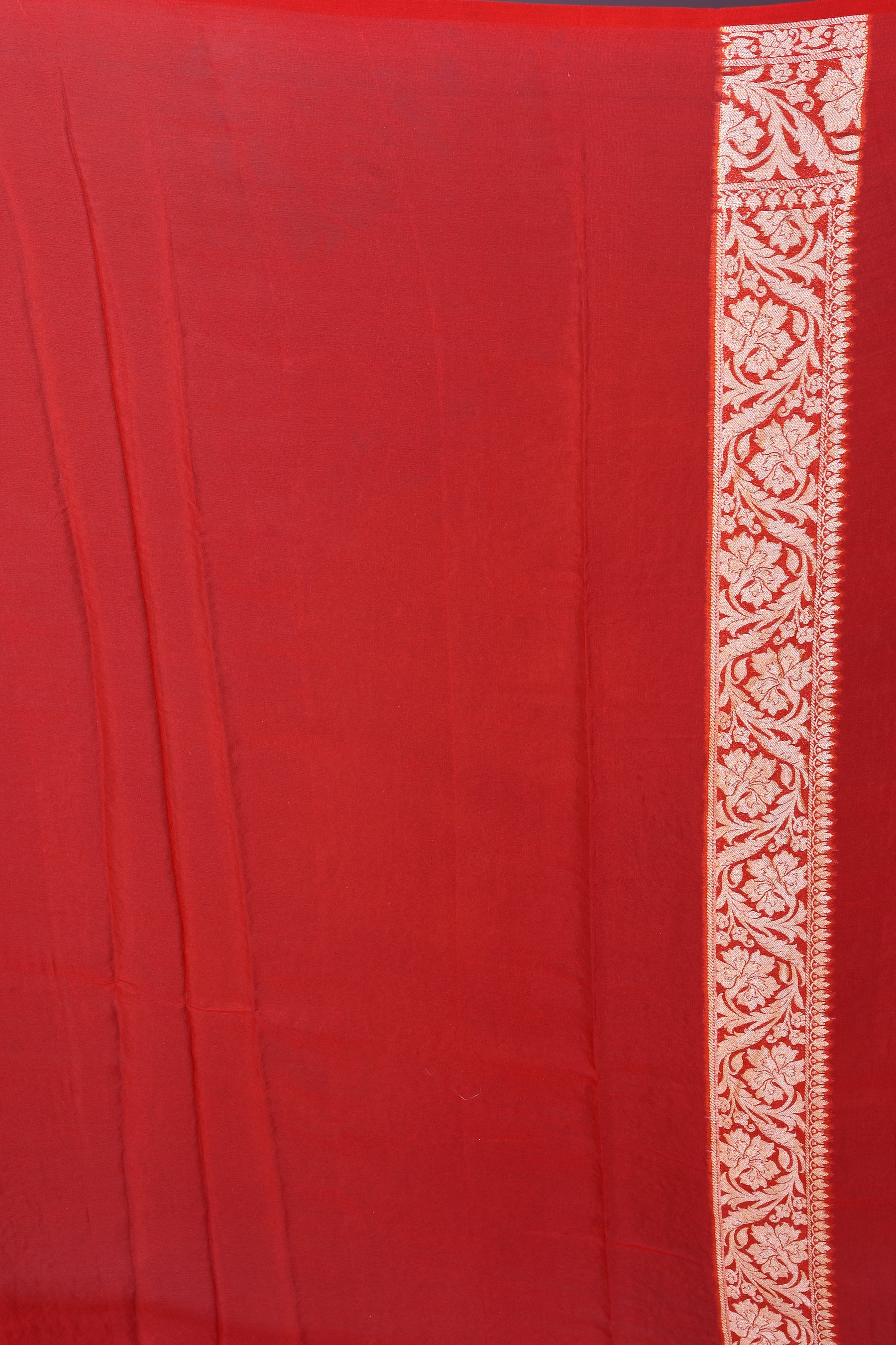 Red Pure Georgette Khaddi Saree - Keya Seth Exclusive