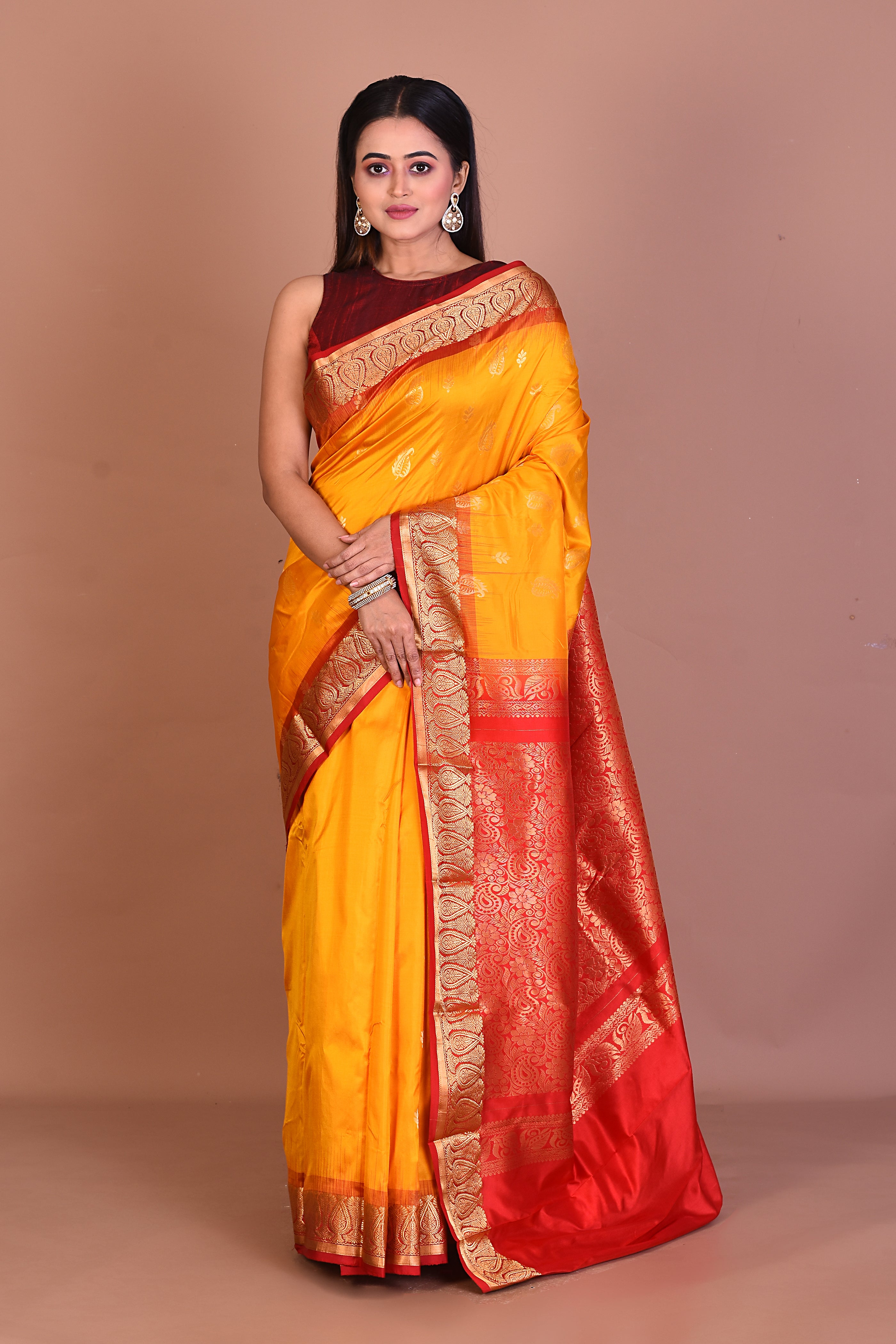 Yellow Pure Kanjivaram Silk Saree - Keya Seth Exclusive