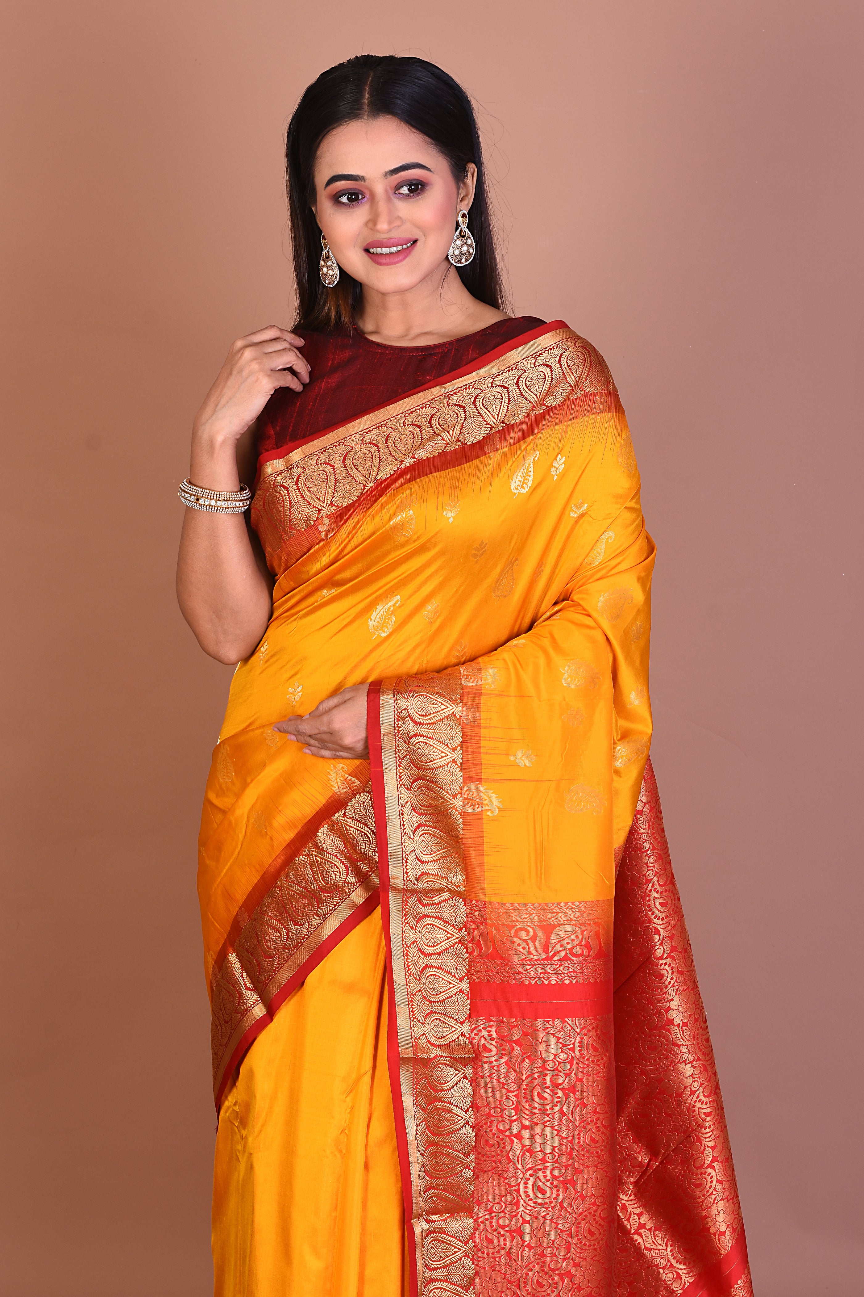 Yellow Pure Kanjivaram Silk Saree - Keya Seth Exclusive