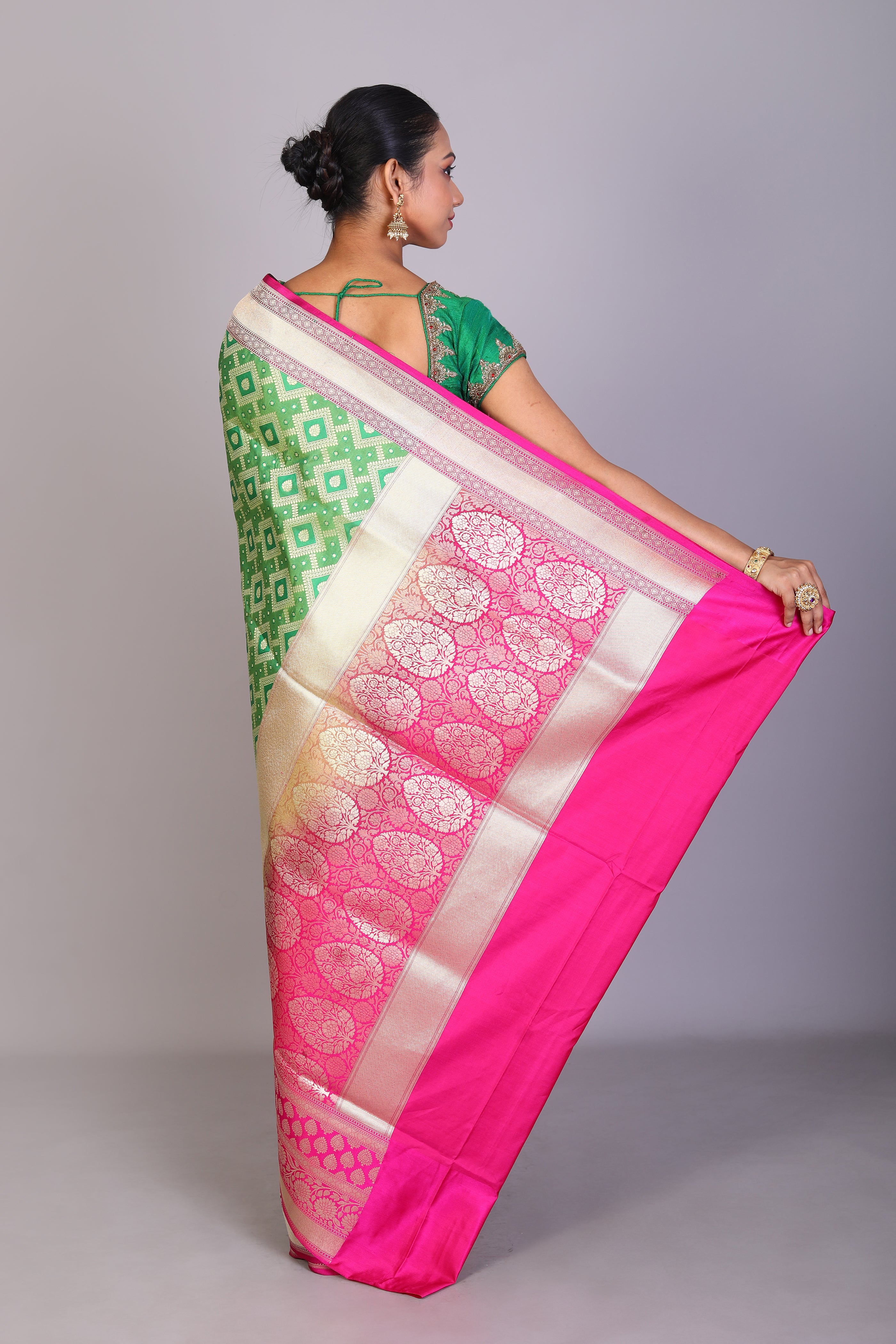 Green Blended Uppada Silk Saree - Keya Seth Exclusive