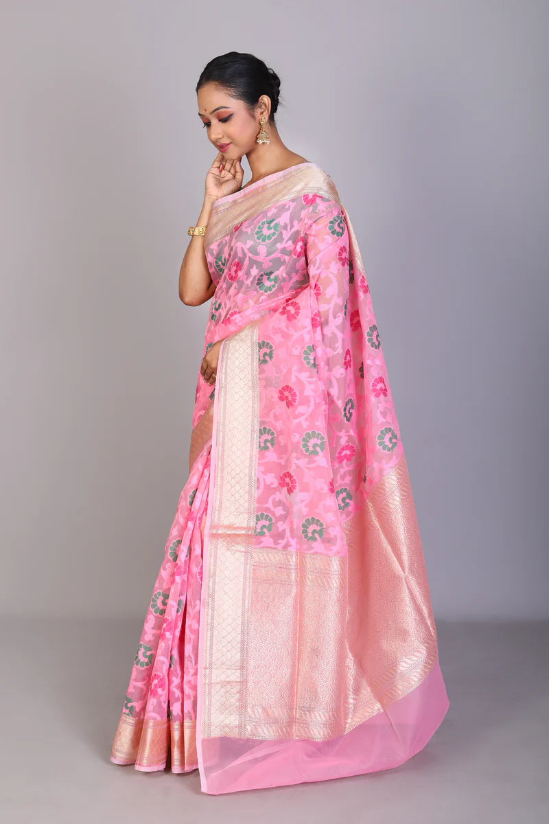 Pink Blended Muslin Saree - Keya Seth Exclusive