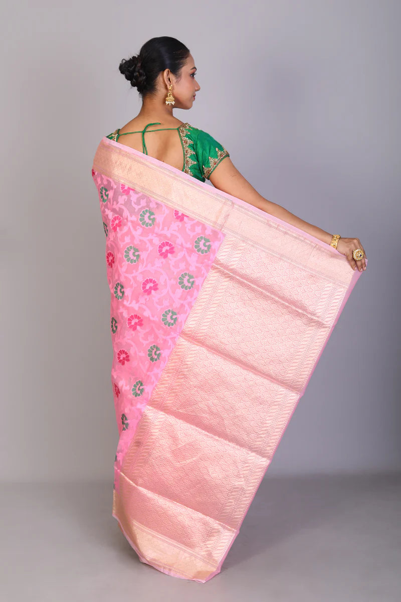 Pink Blended Muslin Saree - Keya Seth Exclusive