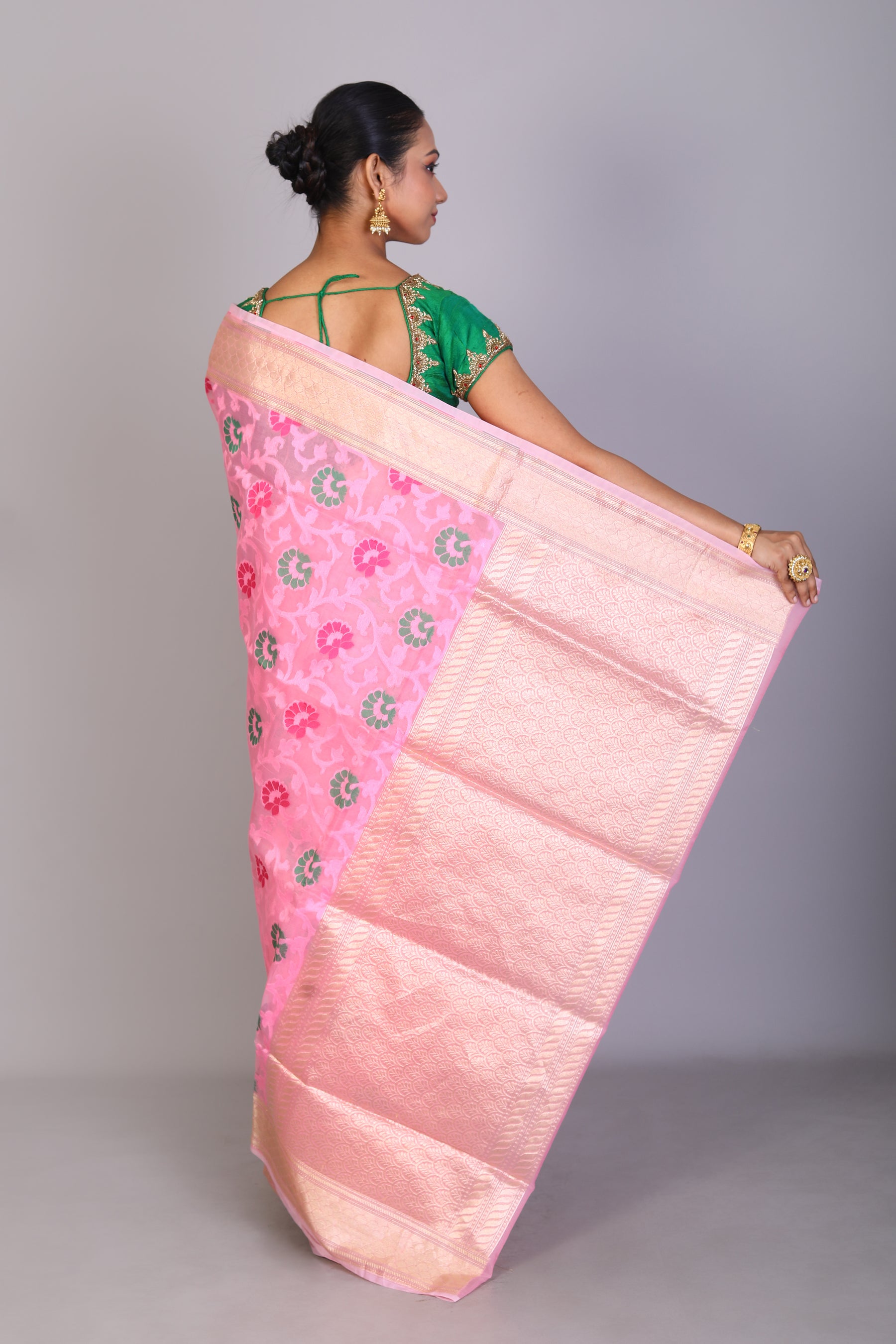 Pink Blended Muslin Saree - Keya Seth Exclusive