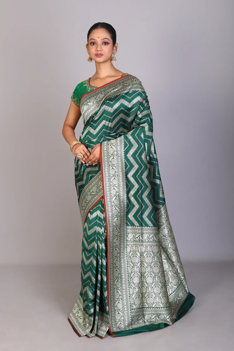 Bottle Green Art Silk Saree - Keya Seth Exclusive
