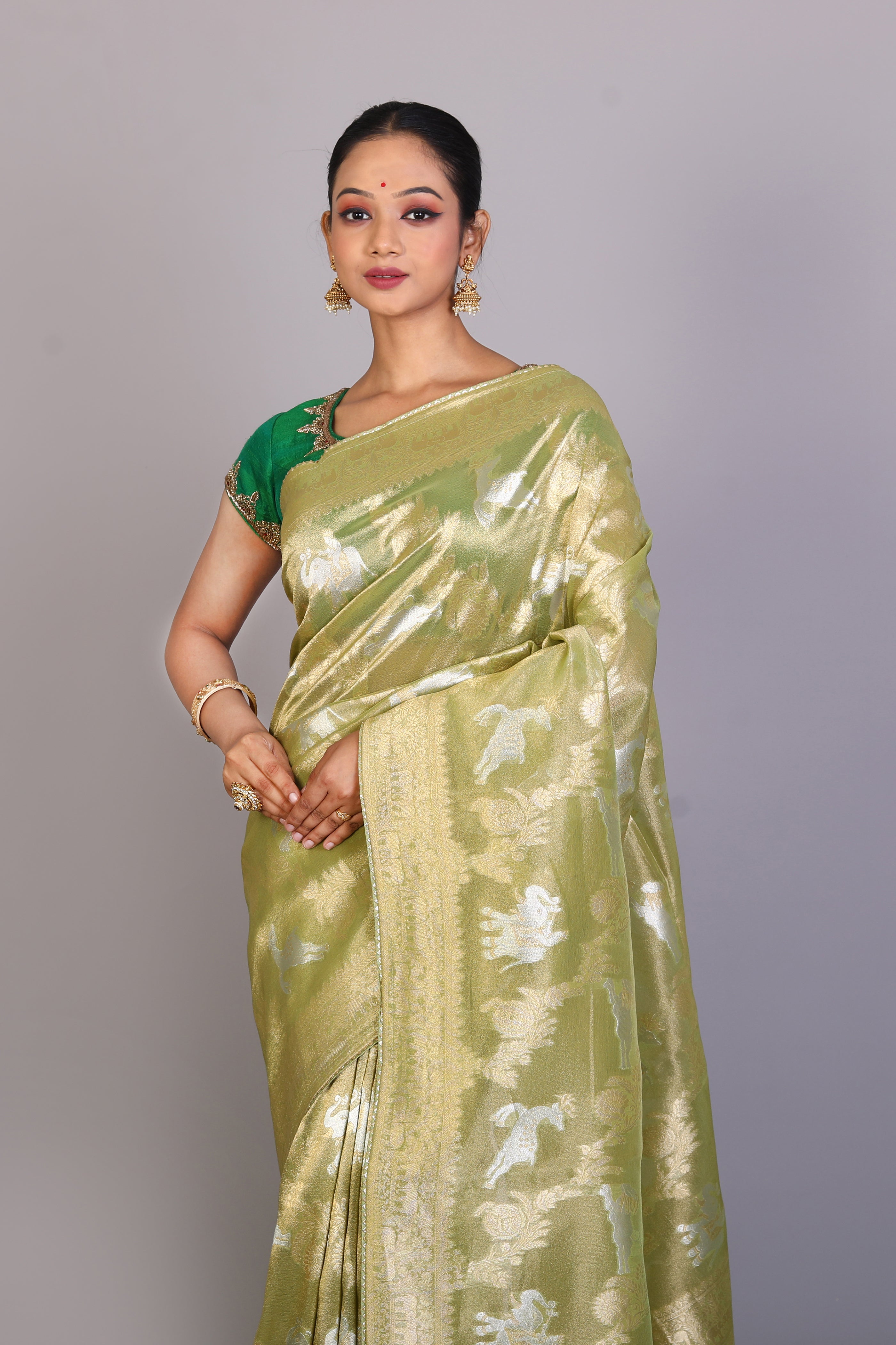 Green Tissue Saree - Keya Seth Exclusive
