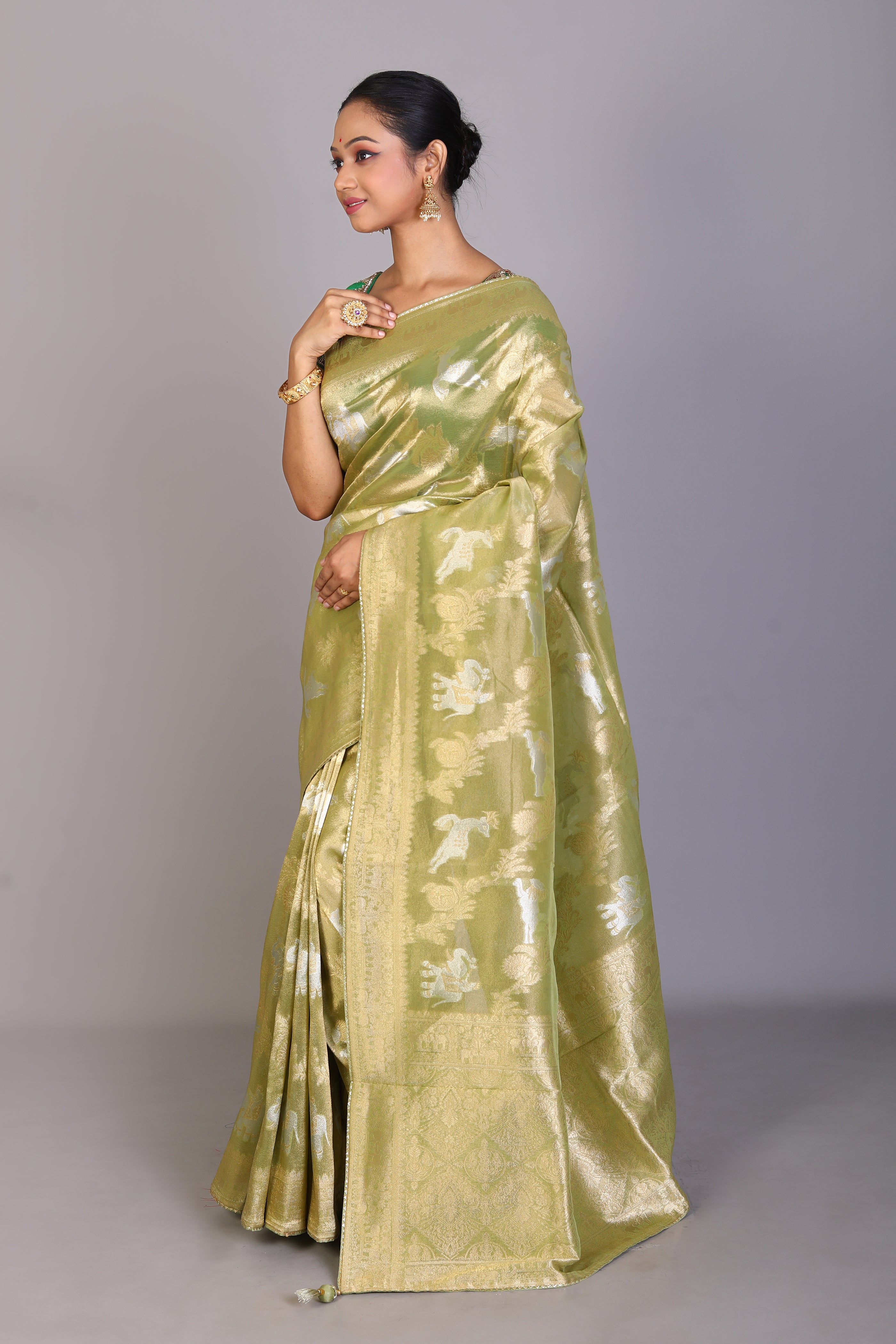 Green Tissue Saree - Keya Seth Exclusive