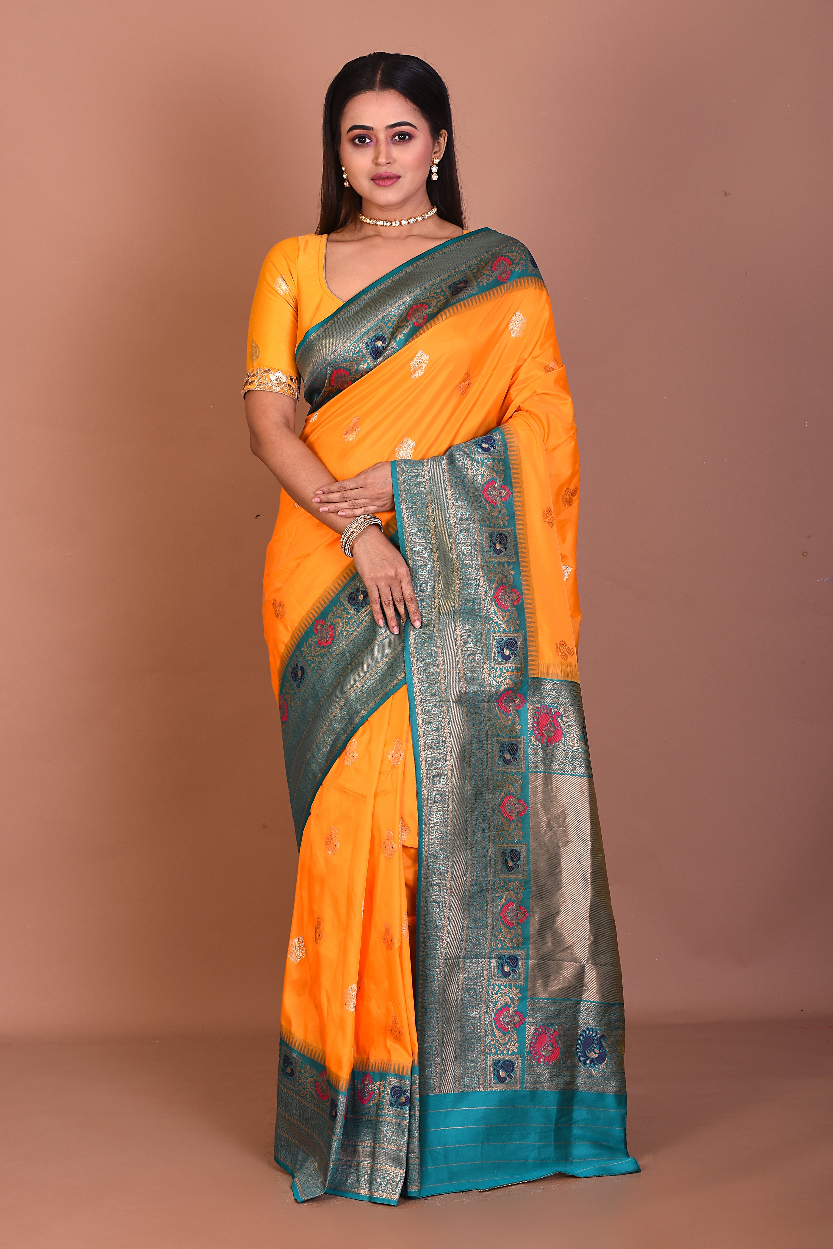 Mustard Blended Tissue Saree - Keya Seth Exclusive