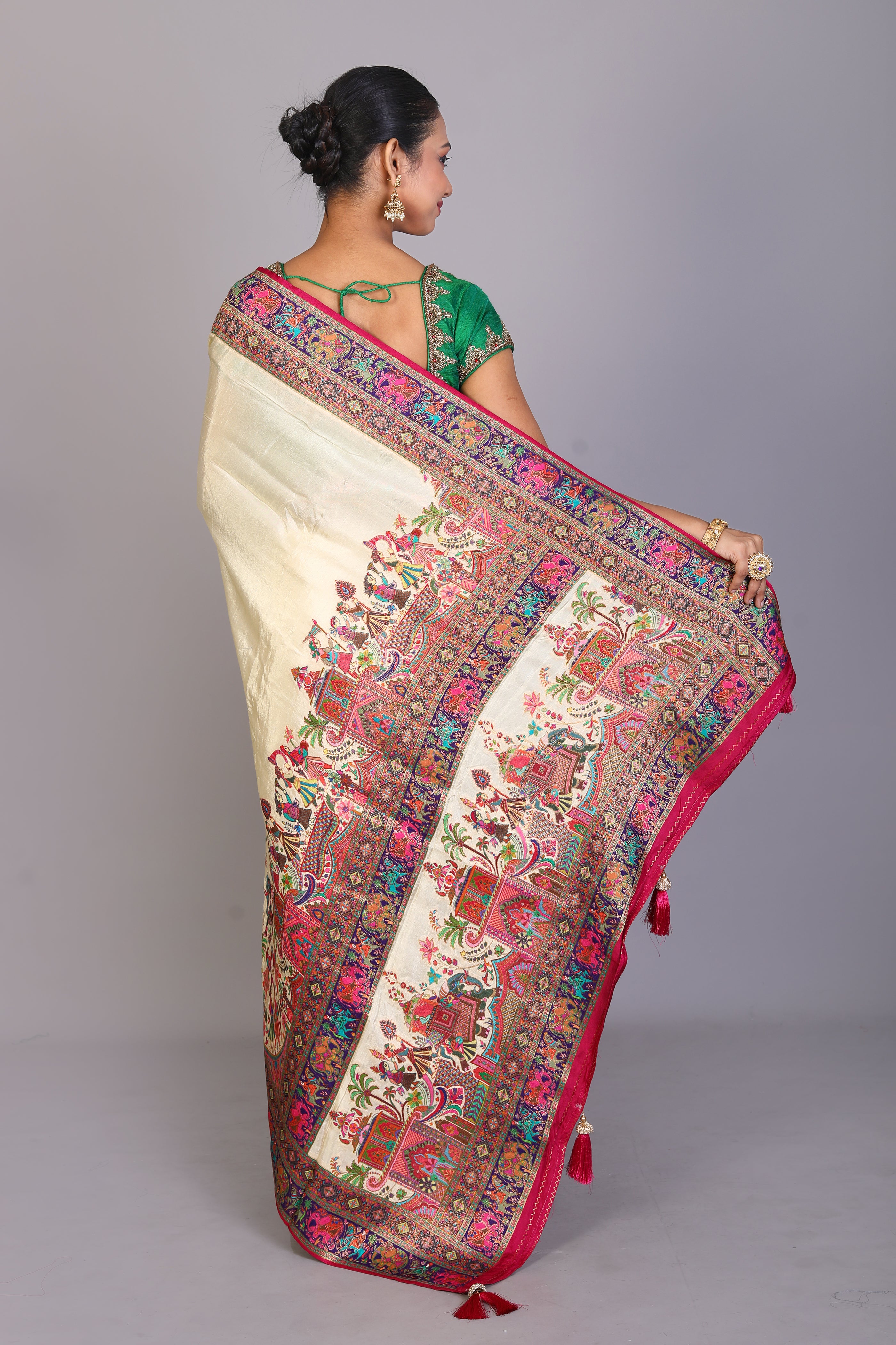 Beige Crepe Silk Saree - Keya Seth Exclusive